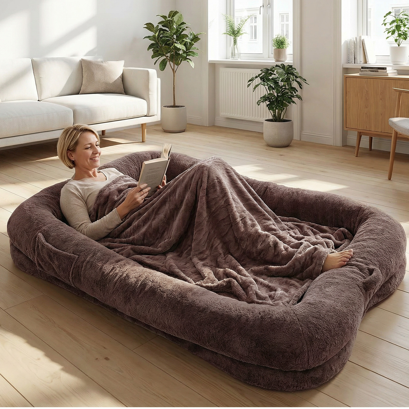 Lit pour chien lavable grande taille avec couverture