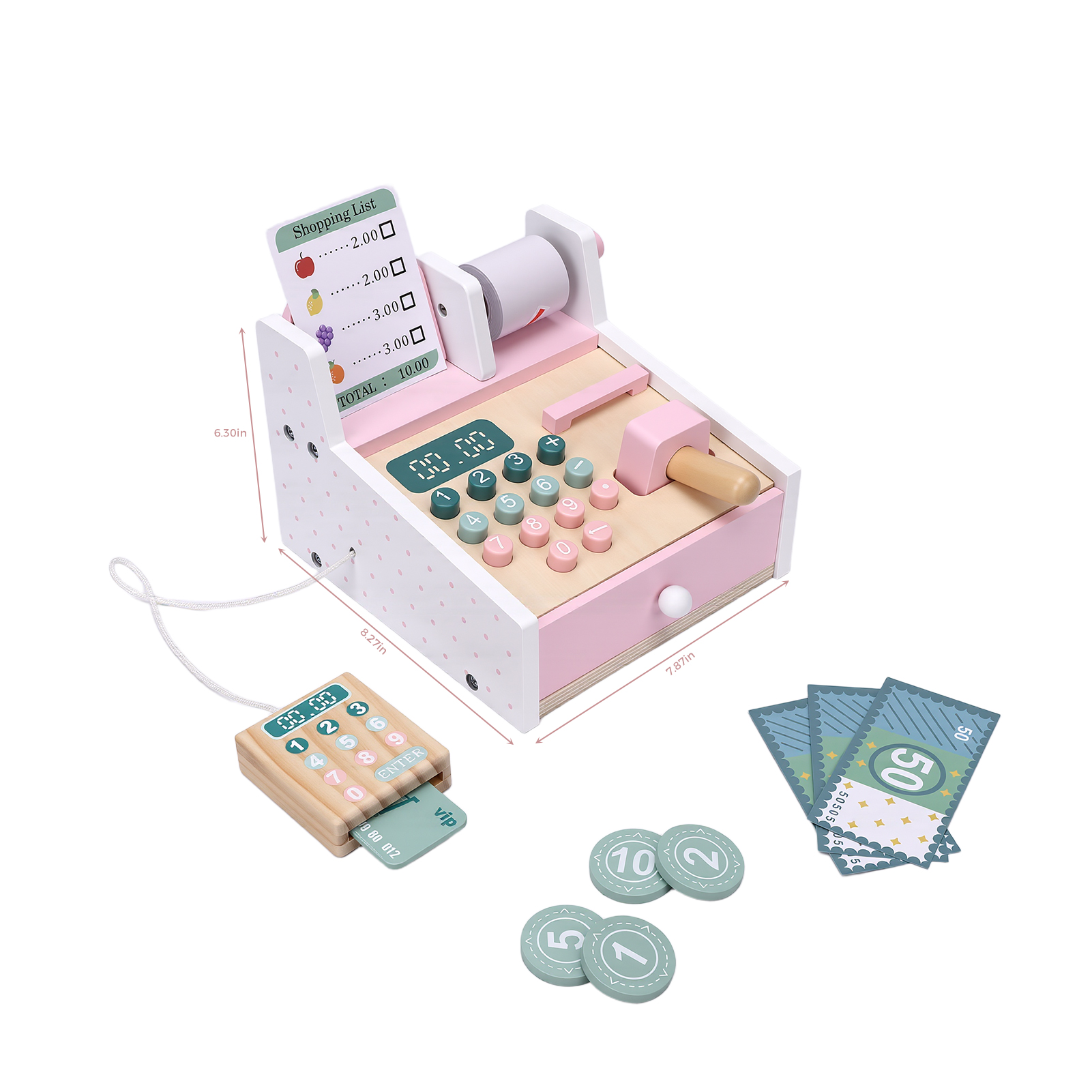 Caisse enregistreuse jouet scanner rose apprentissage math
