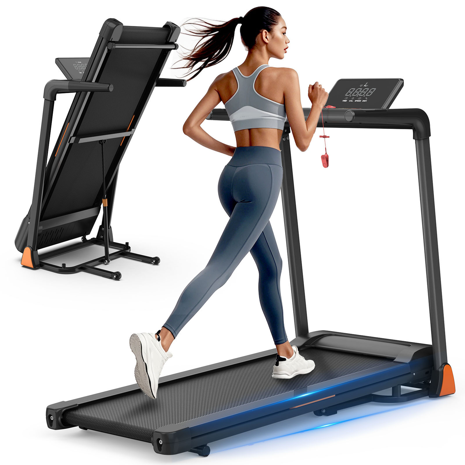 Tapis roulant pliable 3,5 hp, capacité 330 lbs, affichage LED