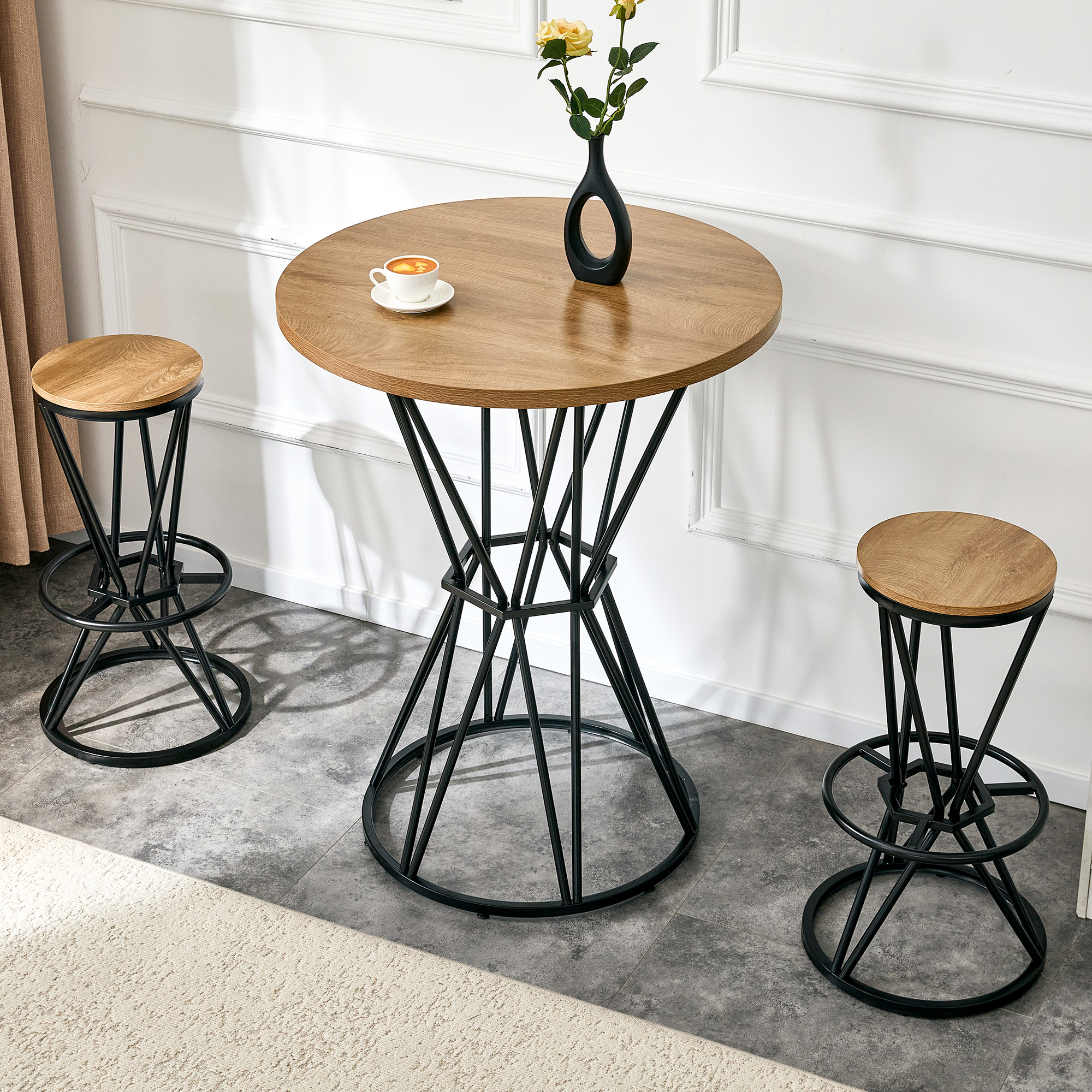 Ensemble bar table chaise 31,5", style industriel, 2 places