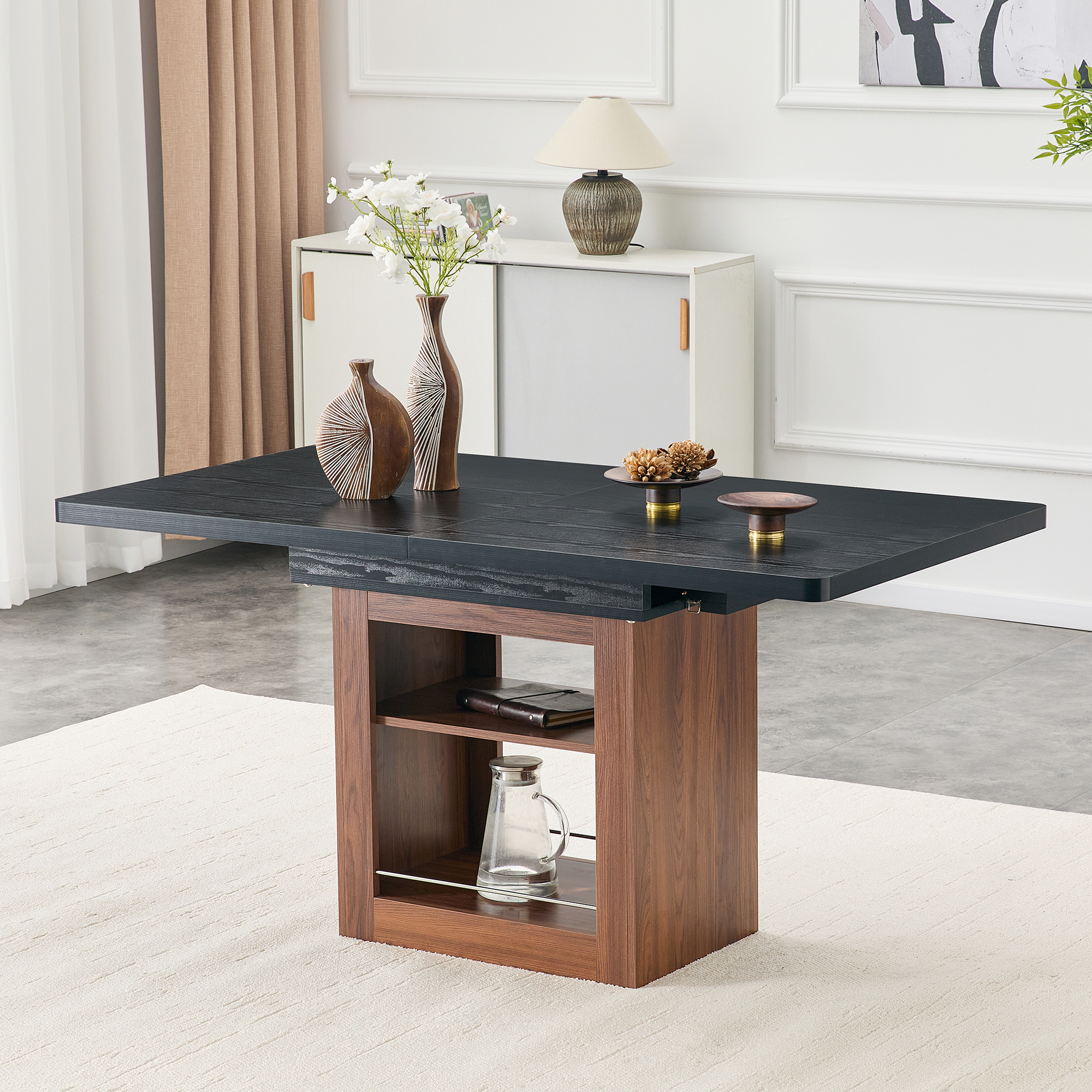 Table à manger extensible 59-71po rangement, 4-8 personnes