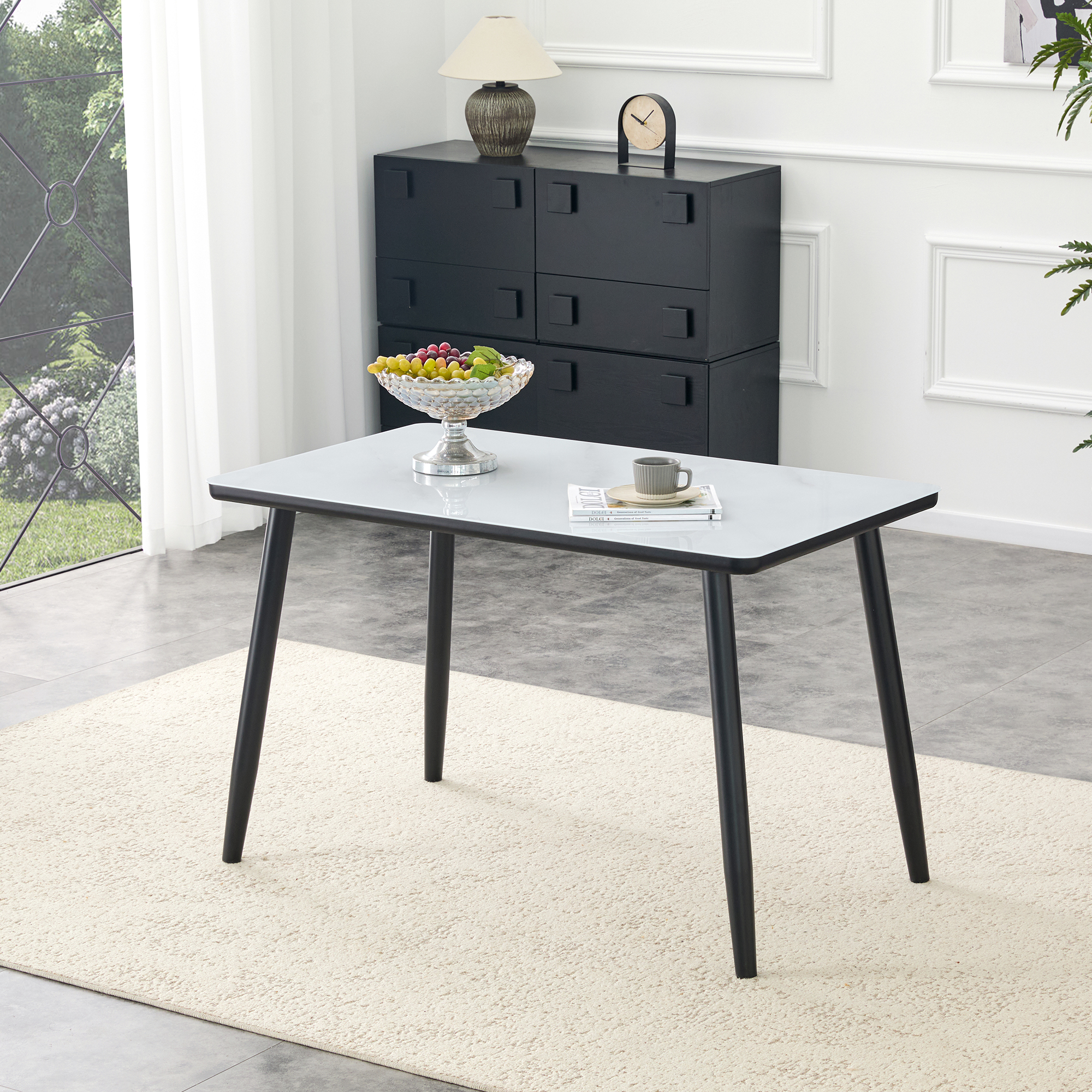 Table salle à manger rectangulaire moderne, 4-6 pers