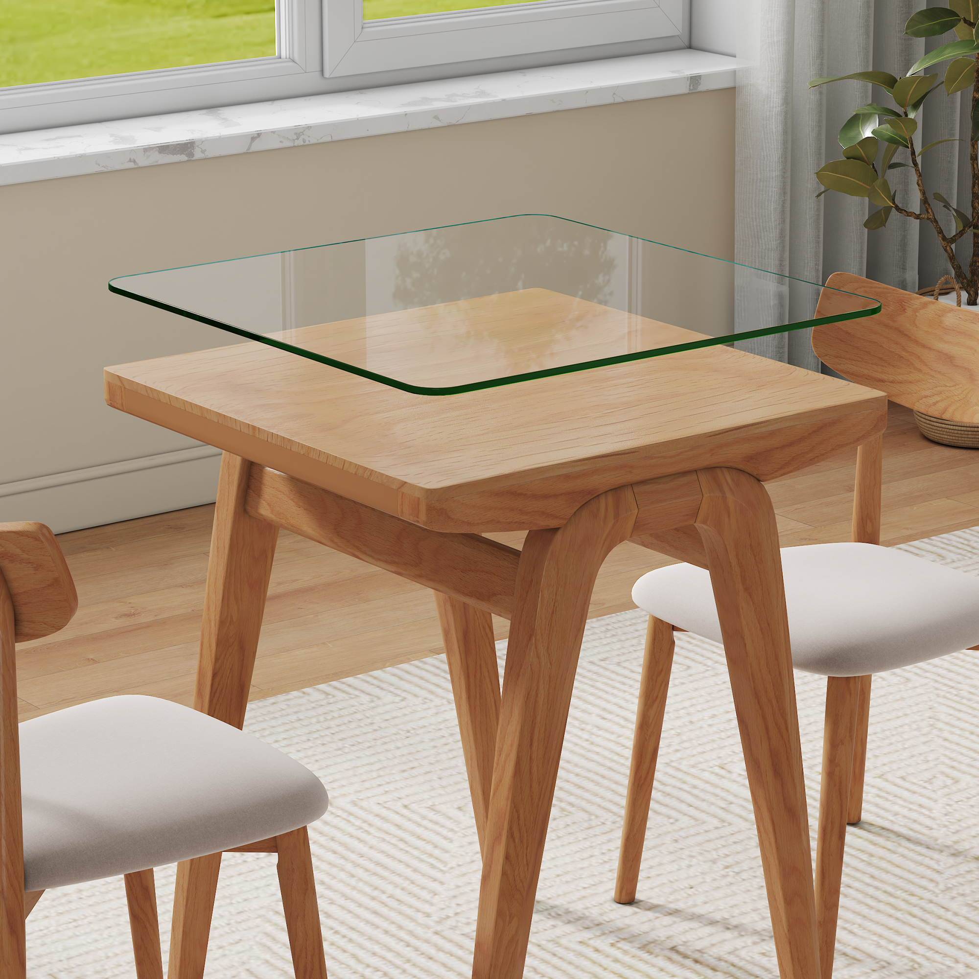 Plateau verre tempéré carré 24po, résistant chaleur