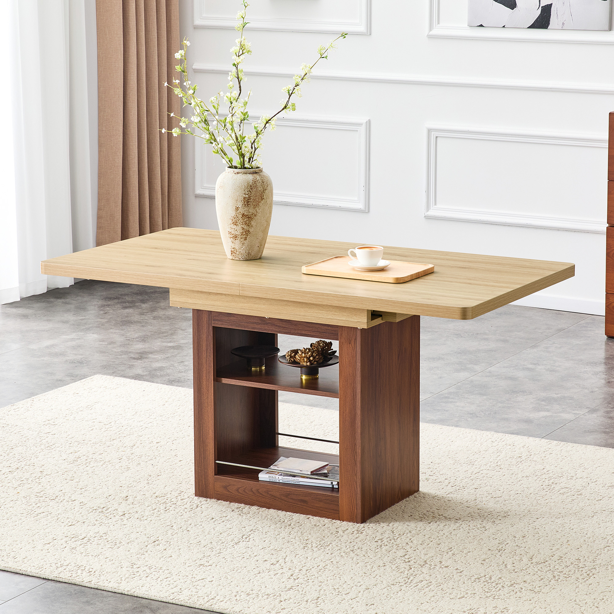 Table salle à manger 59-71" extensible noyer 4-8 personnes
