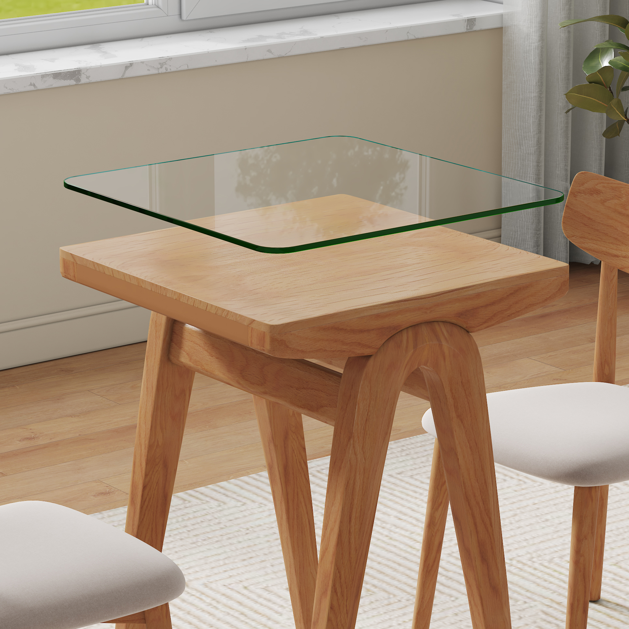 Plateau verre ONLY 20po carré, trempe, résistant chaleur
