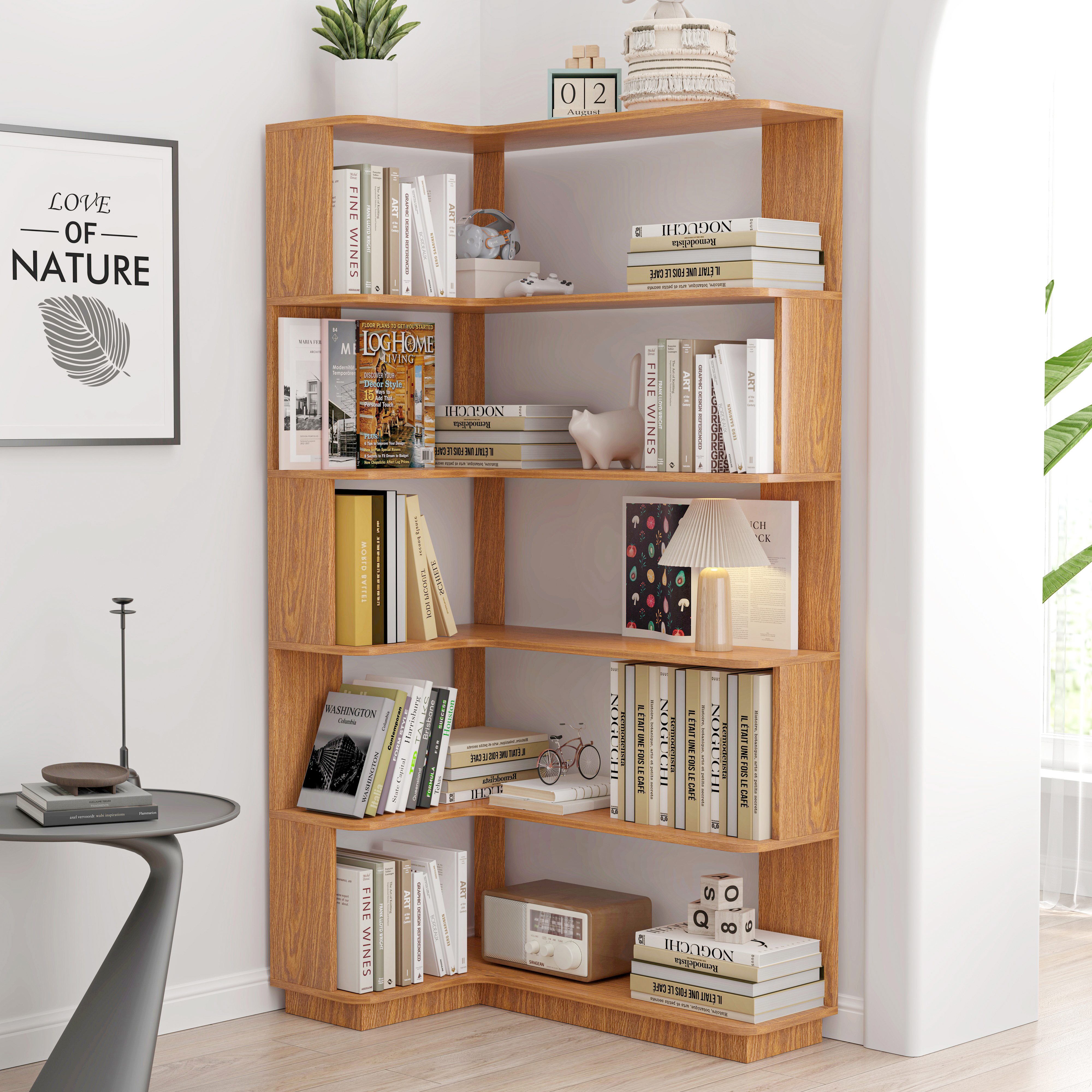 Bibliothèque en L 5 étages 90 cm coin salon chambre panneaux sécurité