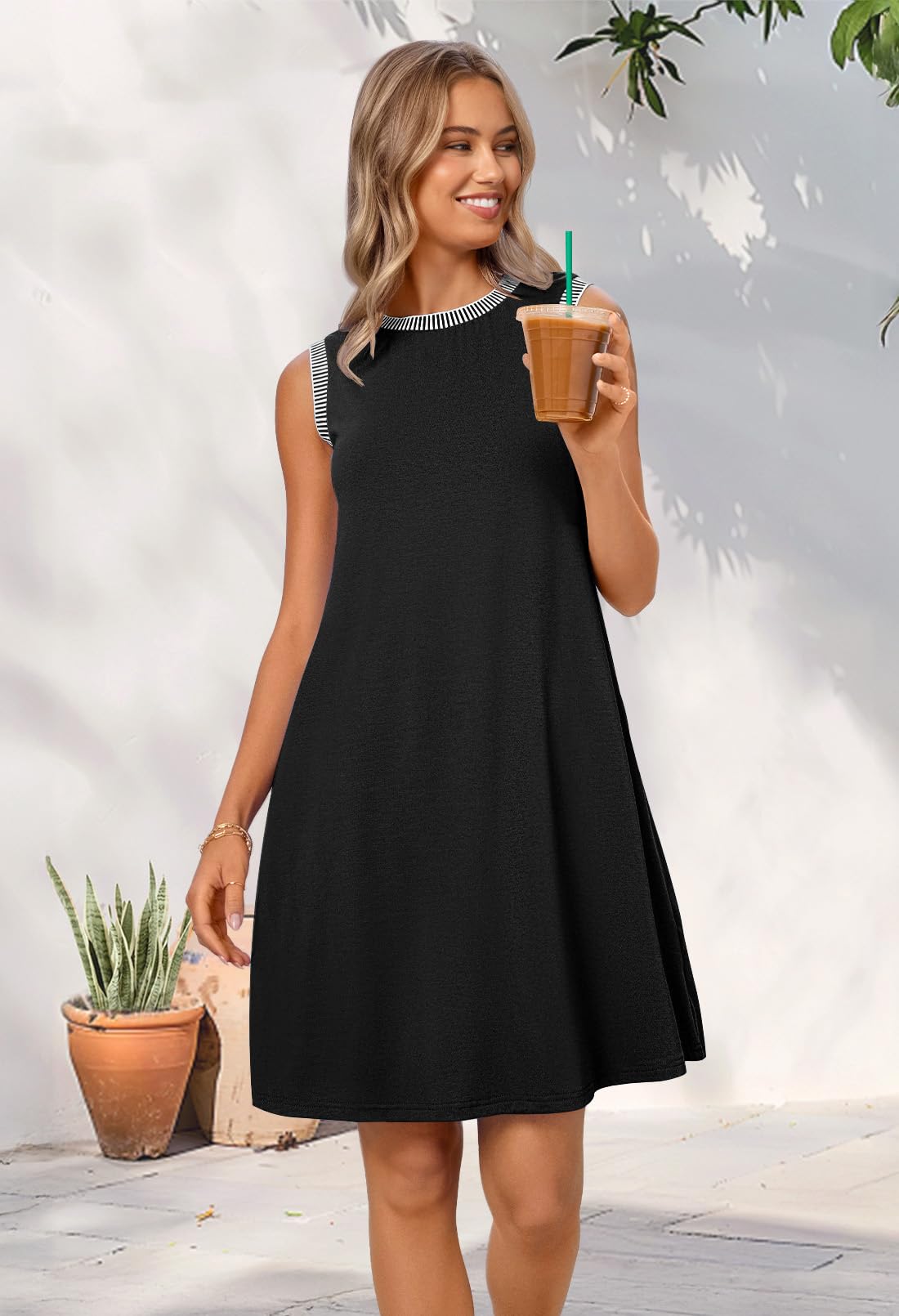 Robe plage femme casual été sans manches 2026