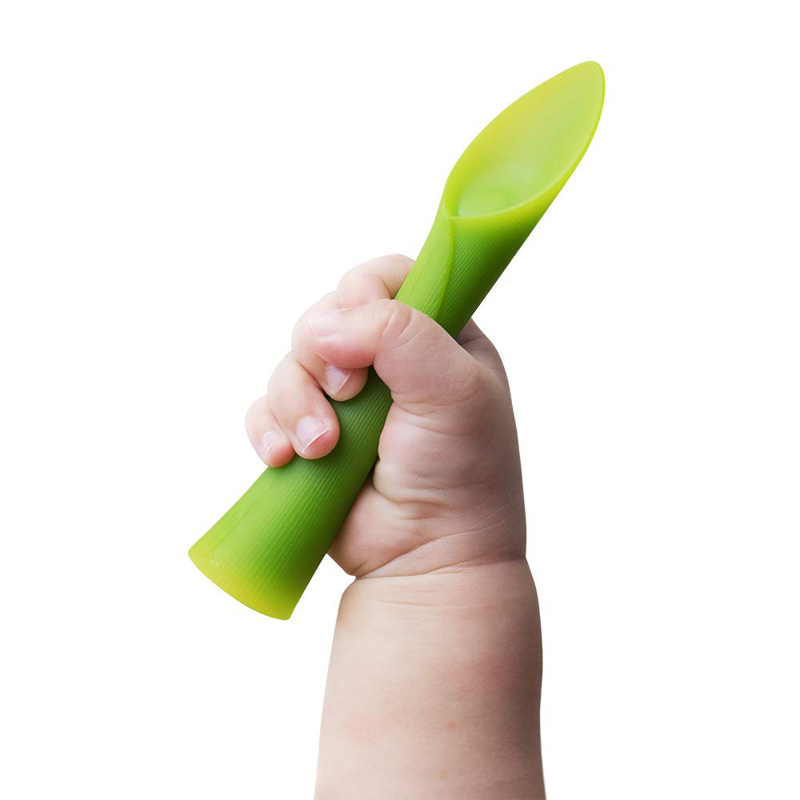 Ensemble 2 cuillères silicone souple apprentissage bébé