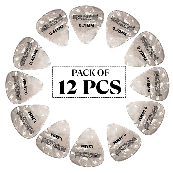 5 Core Médiators guitare 12pc celluloid léger moyen lourd