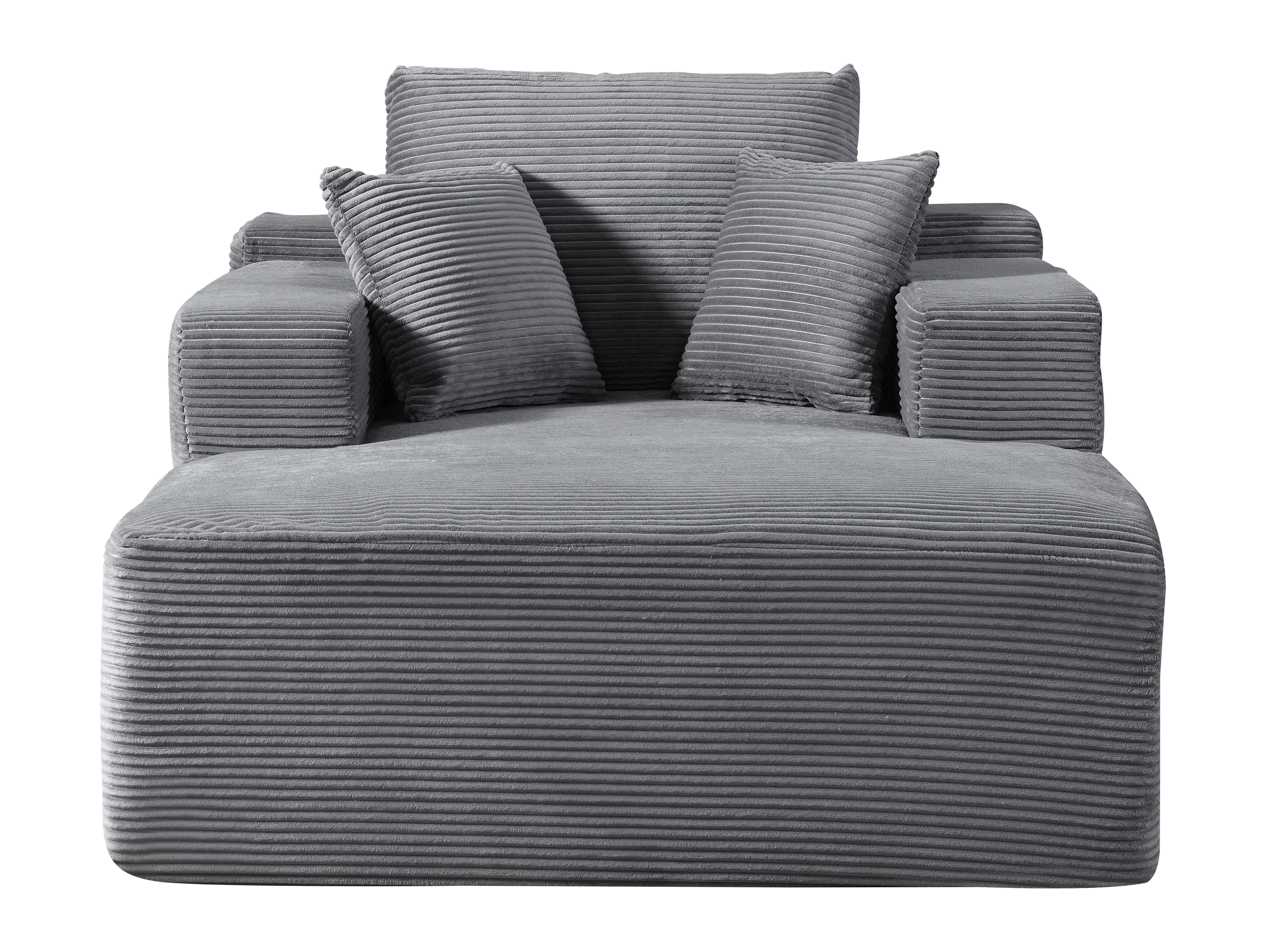 Chaise méridienne convertible velours côtelé gris sans assemblage