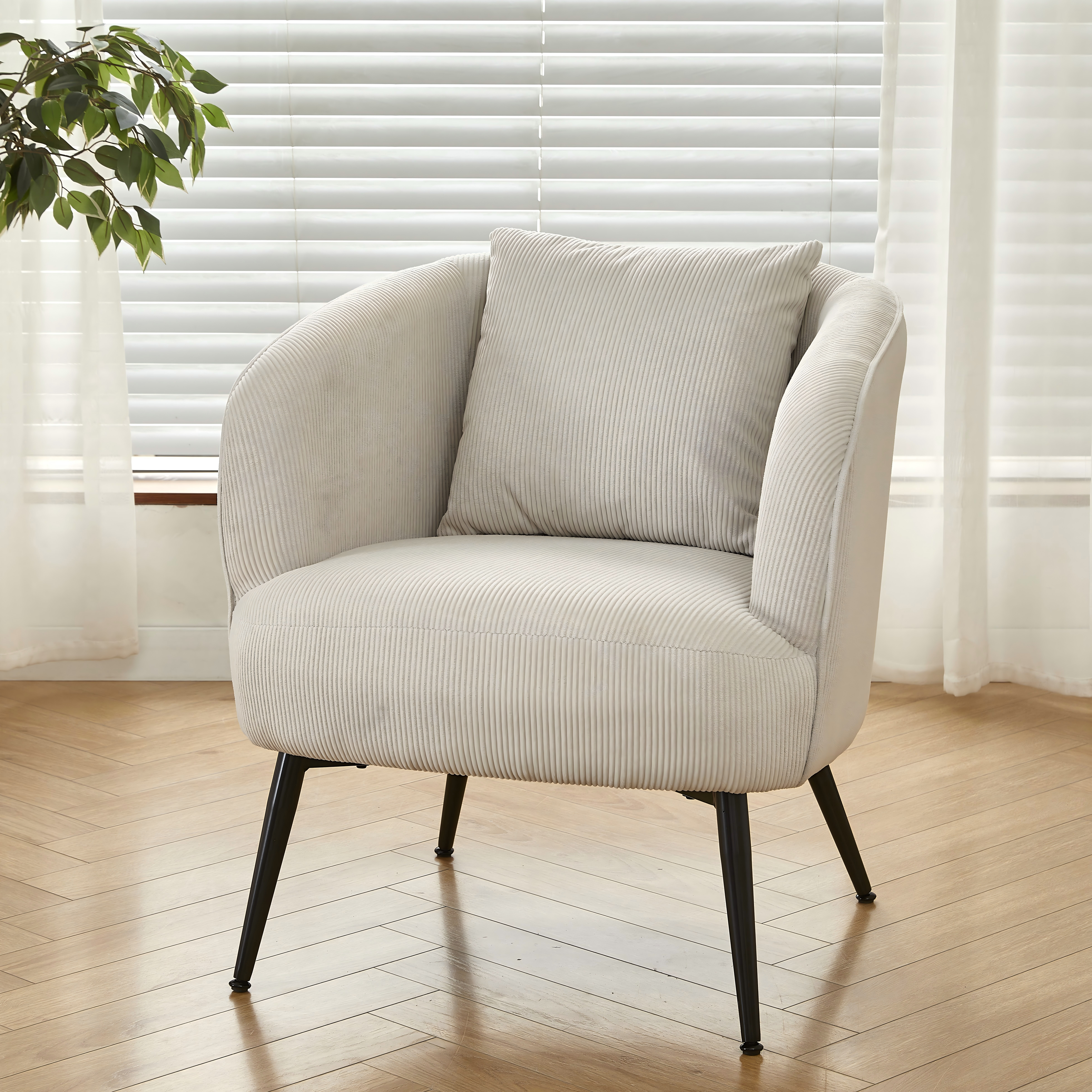 Fauteuil velours accent pieds métal