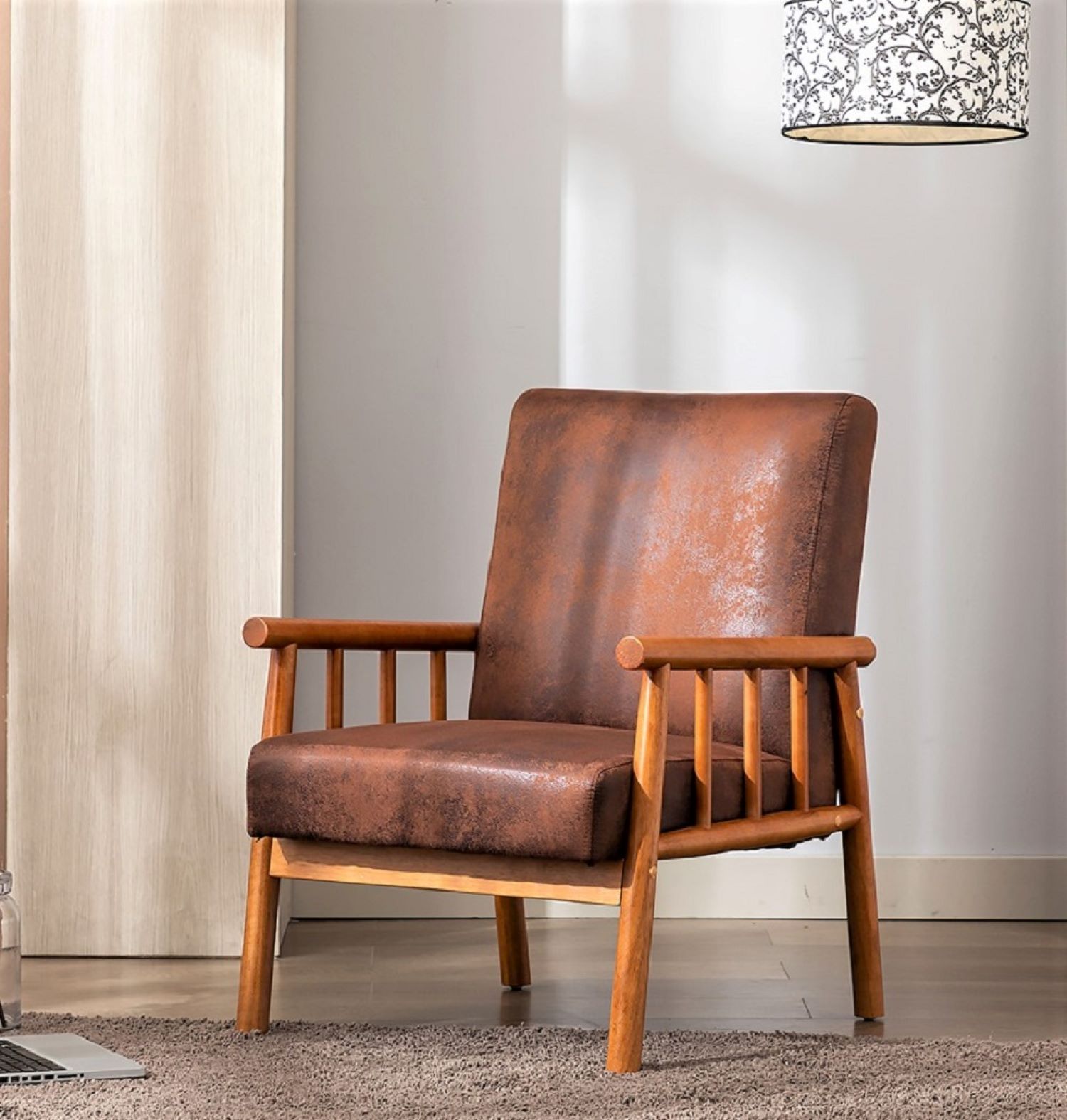 Fauteuil mi-siècle 25po, brun