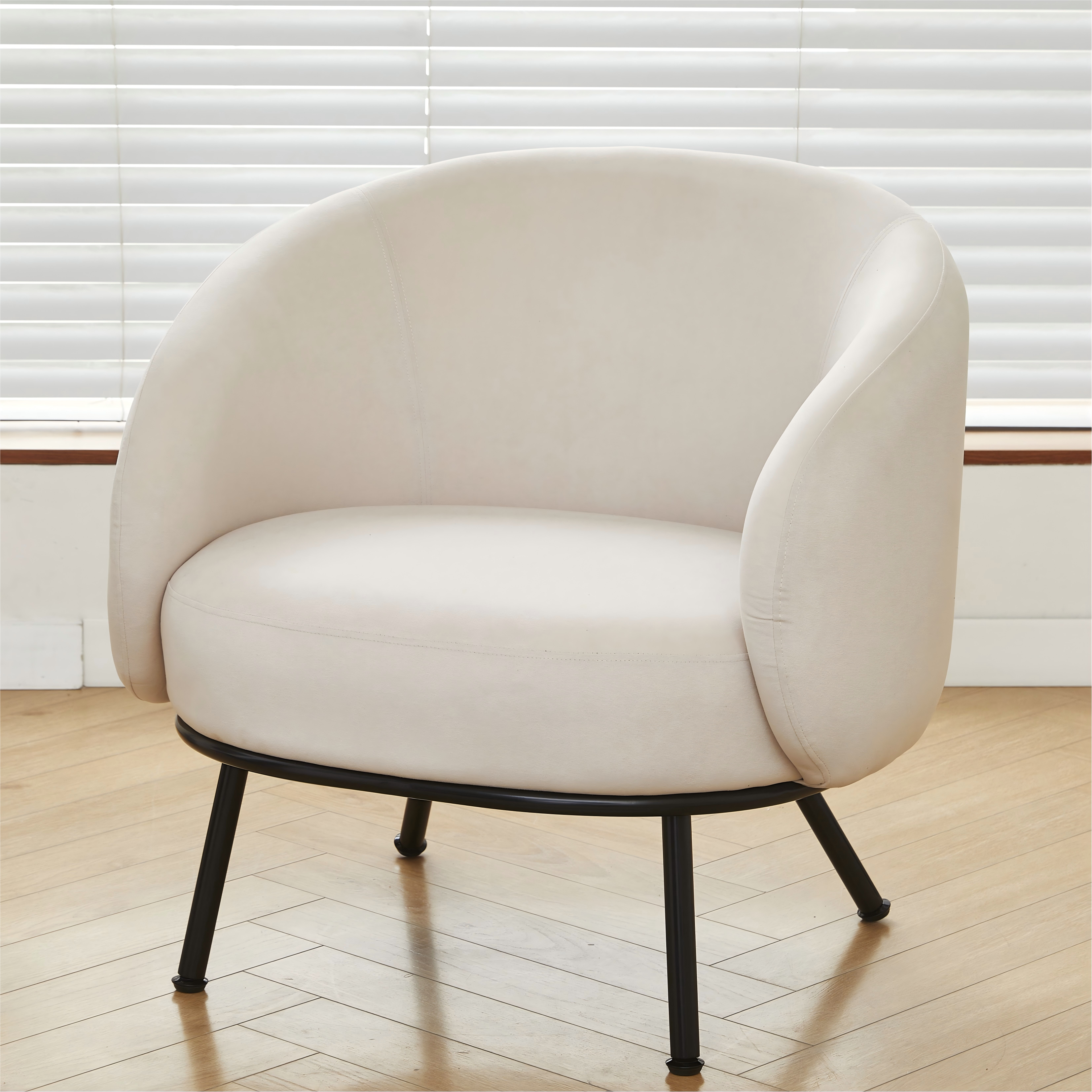 Fauteuil accent velours mi-siècle, pieds métal, canapé 1 place
