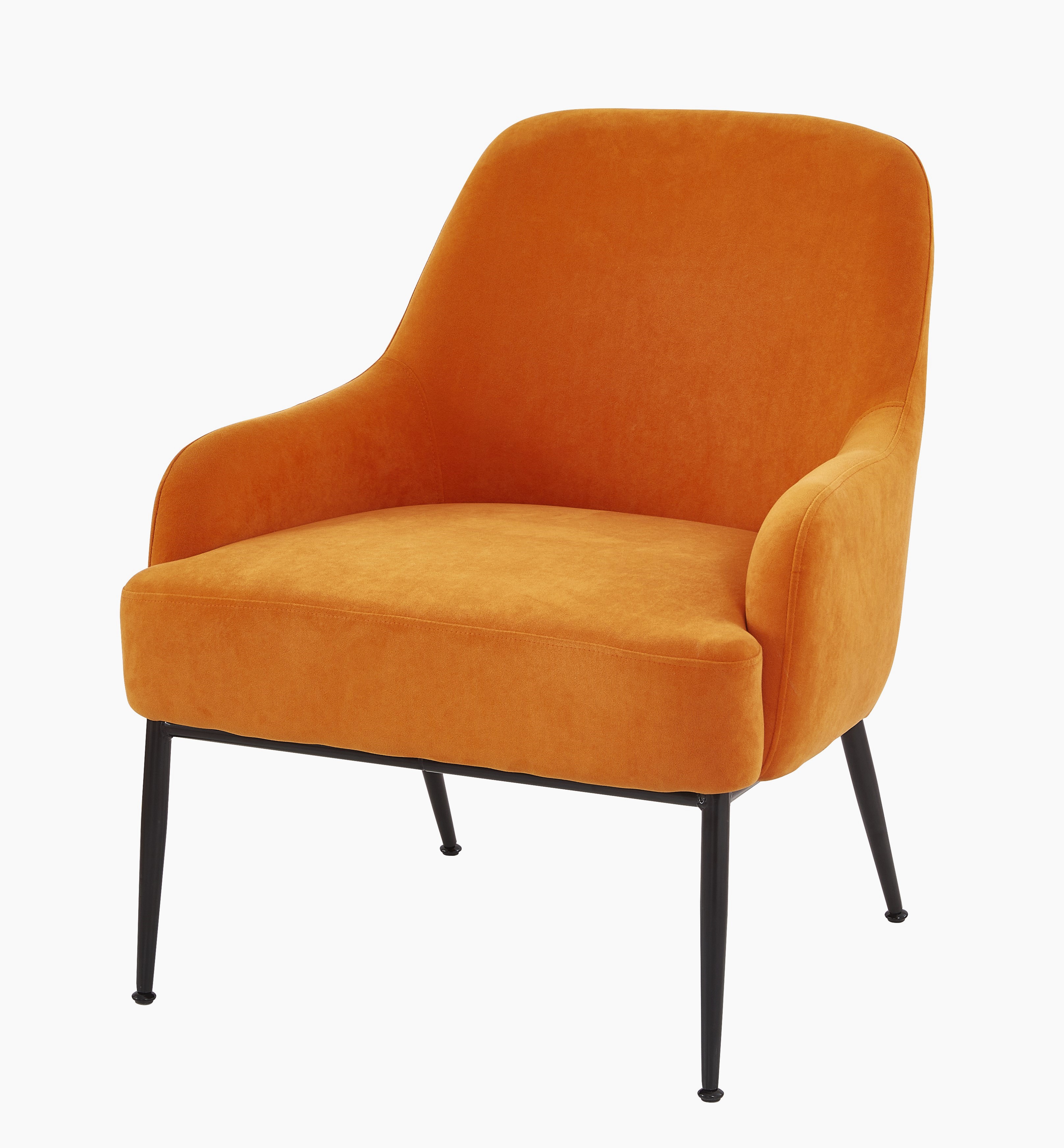 Chaise accent velours rouge-orange, pieds métal