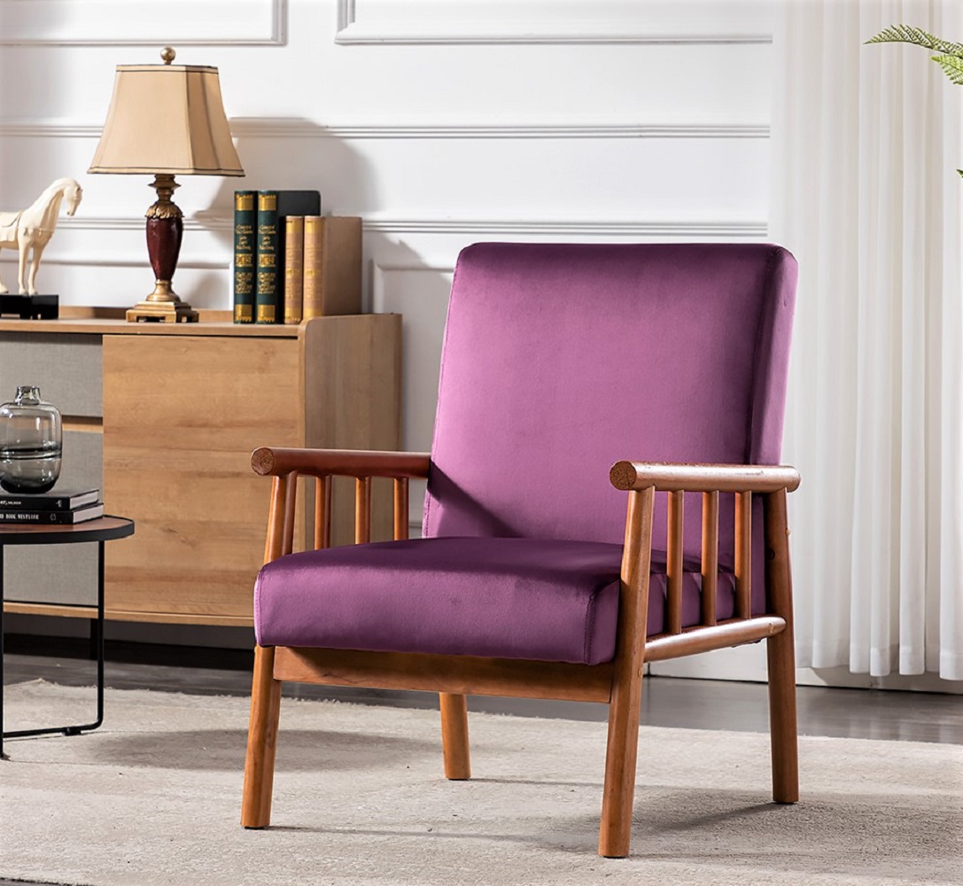 Fauteuil mi-siècle moderne 25po, aubergine