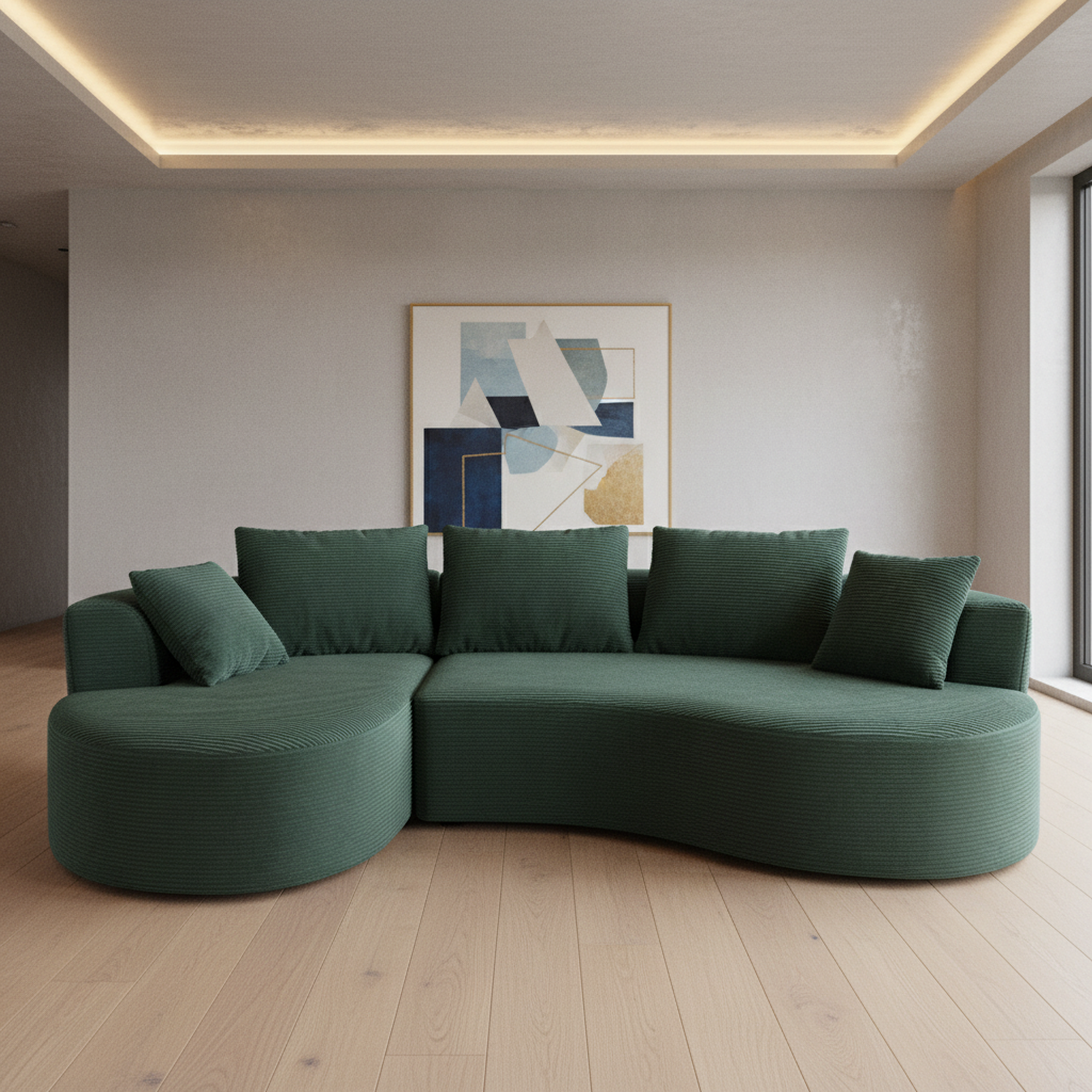 Sectionnaire courbé 2 pièces, vert foncé, sans assemblage