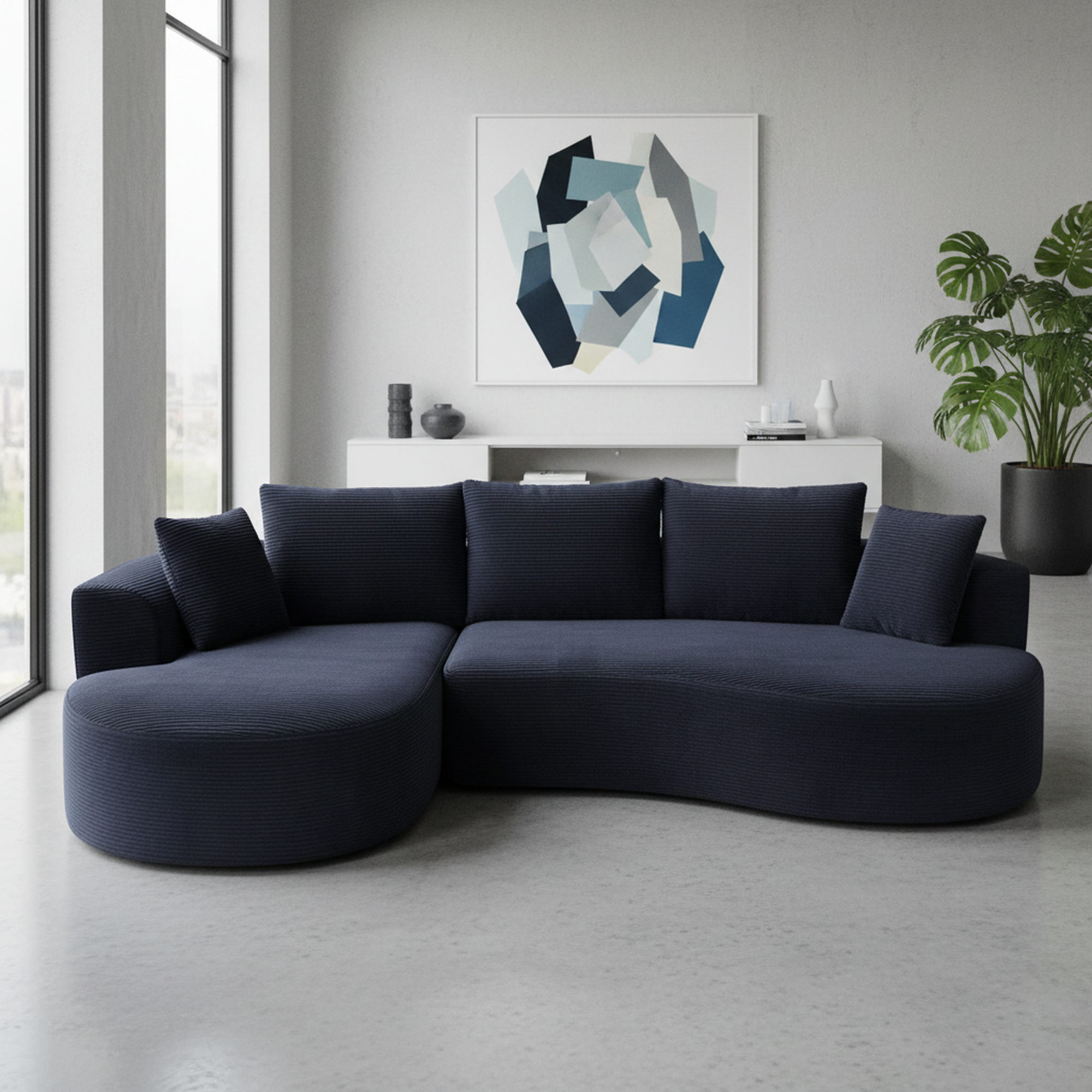 Sofa sectionnel courbé 2 pièces, ergonomique, noir, sans assemblage