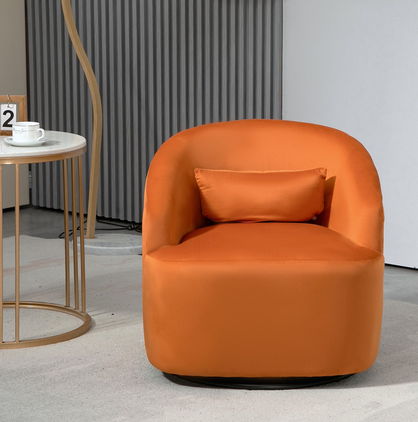 Fauteuil accent pivotant 363° velours incurvé contemporain