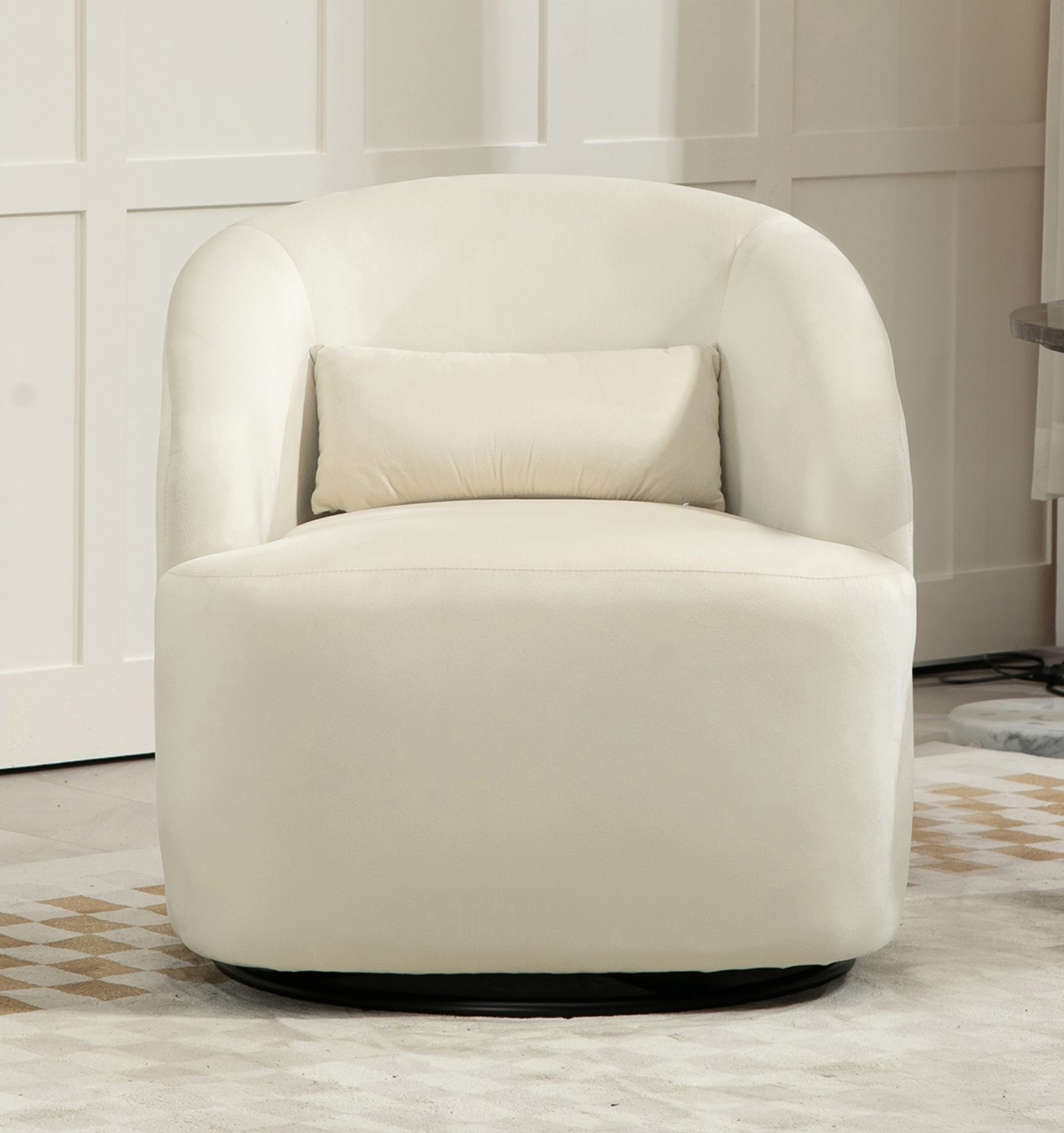 Fauteuil tonneau pivotant 366°, velours