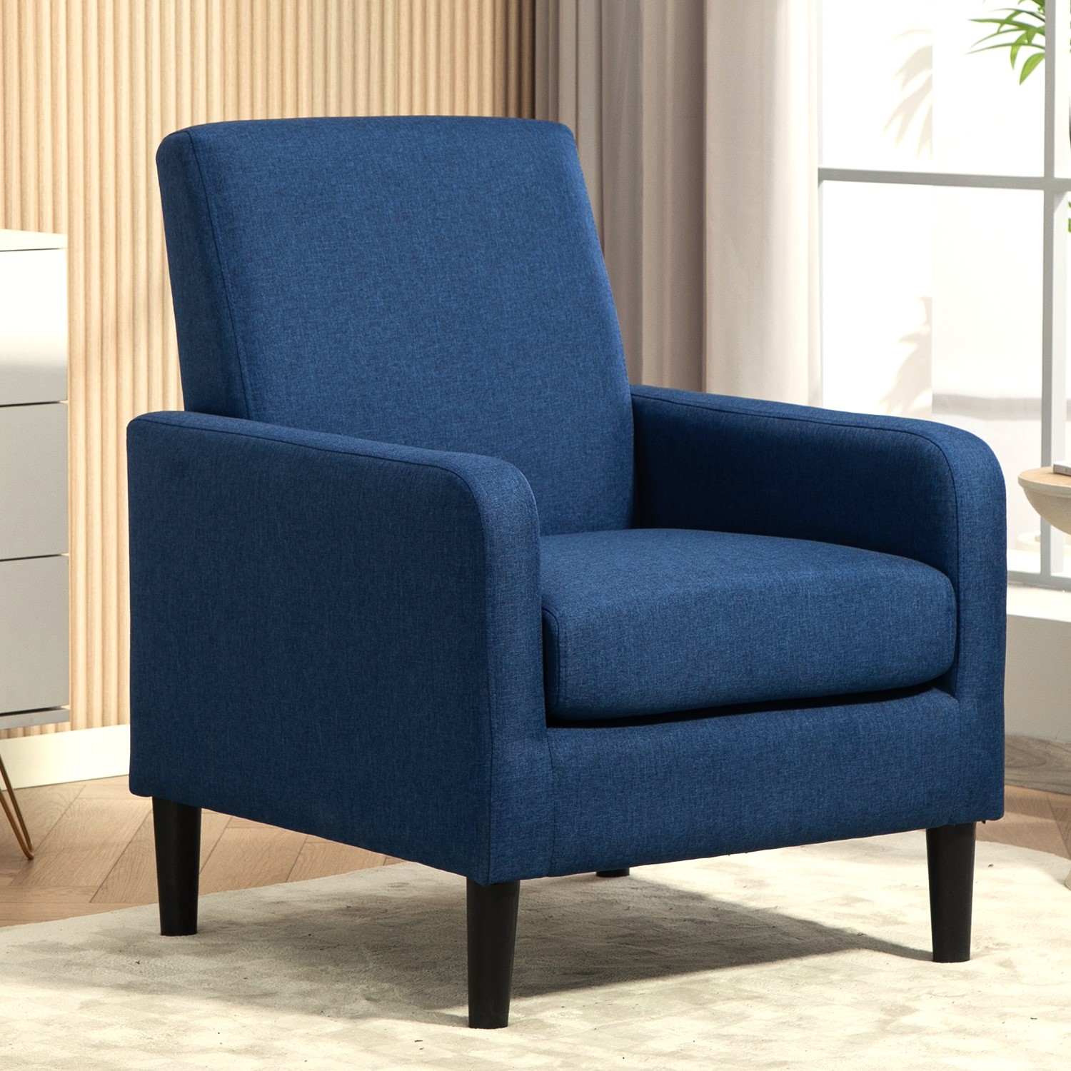 Fauteuil accent lin cadre bois massif