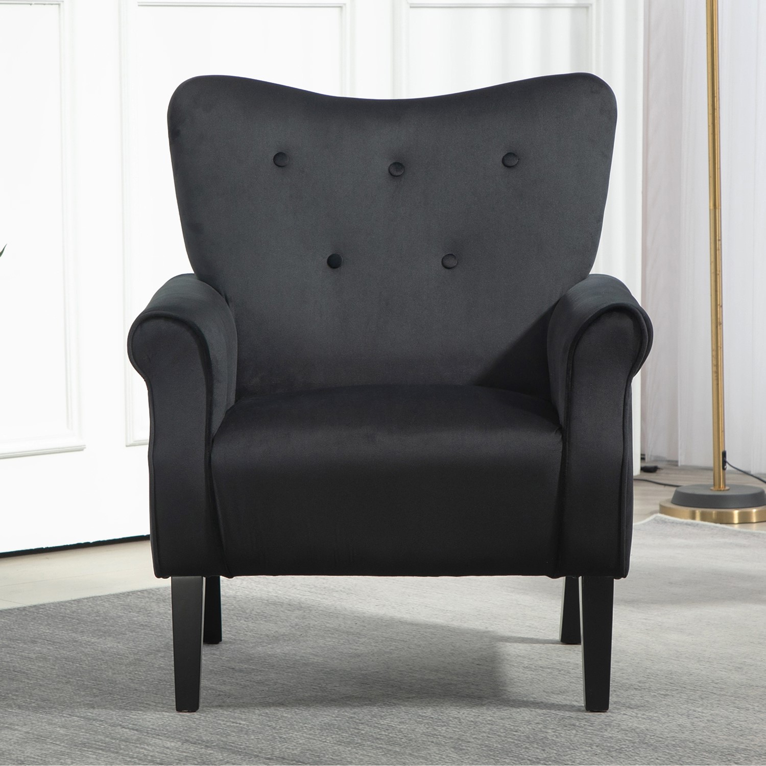 Fauteuil accent mid-century dossier haut tissu