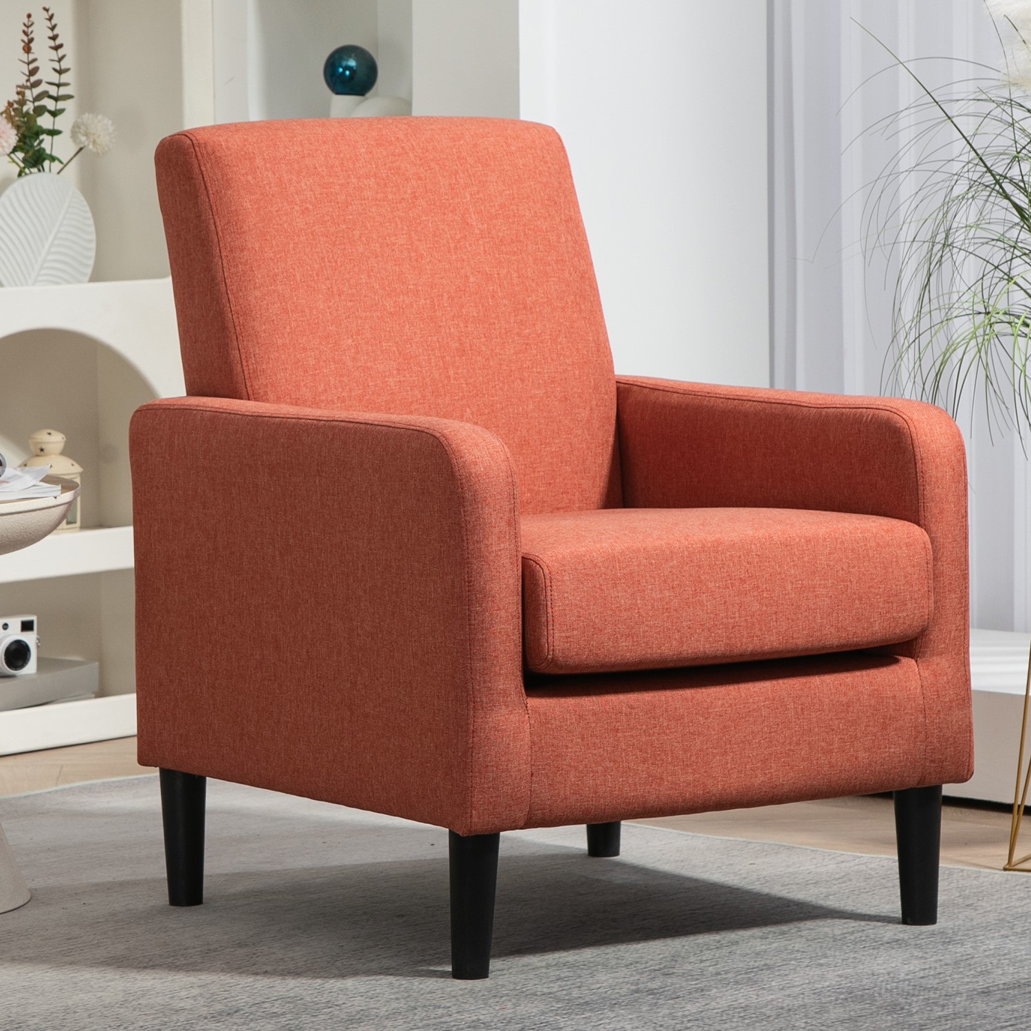 Fauteuil lin imitation bois cadre, salle de séjour