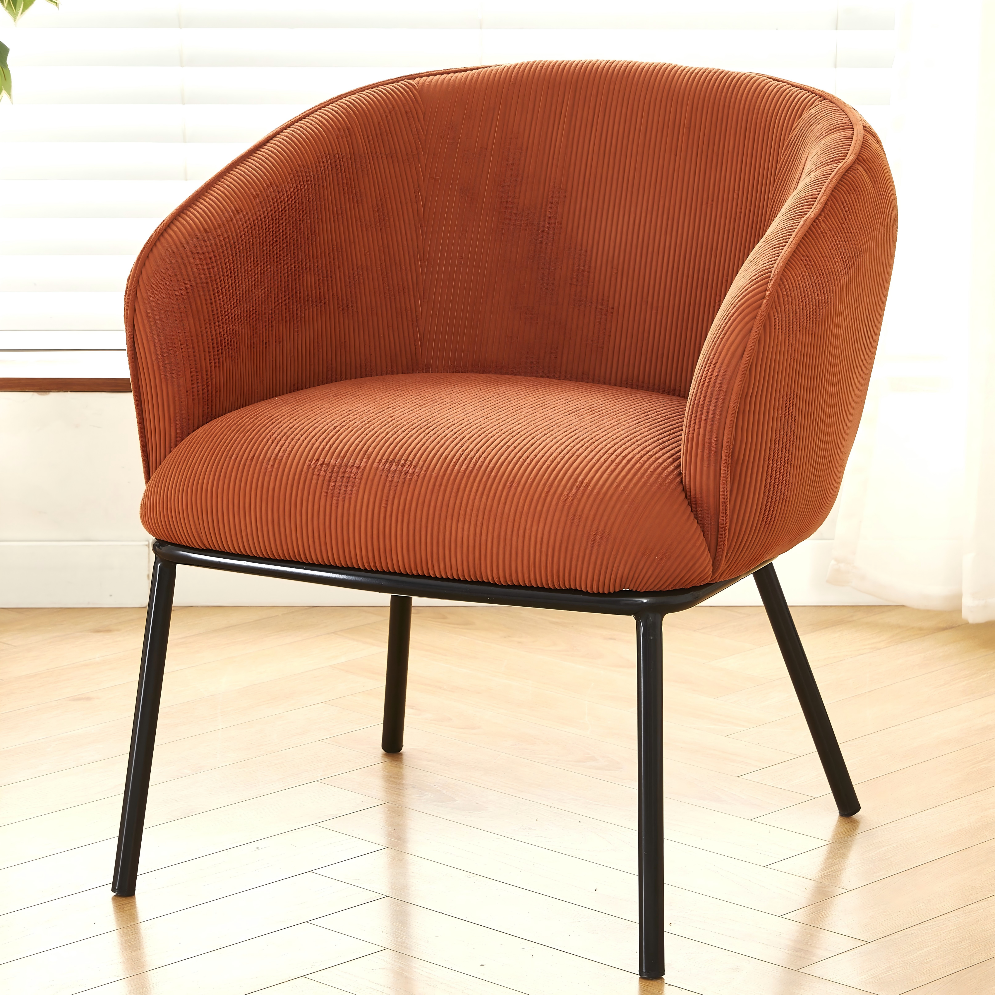 Fauteuil tonneau corduroy metal jambes montage facile