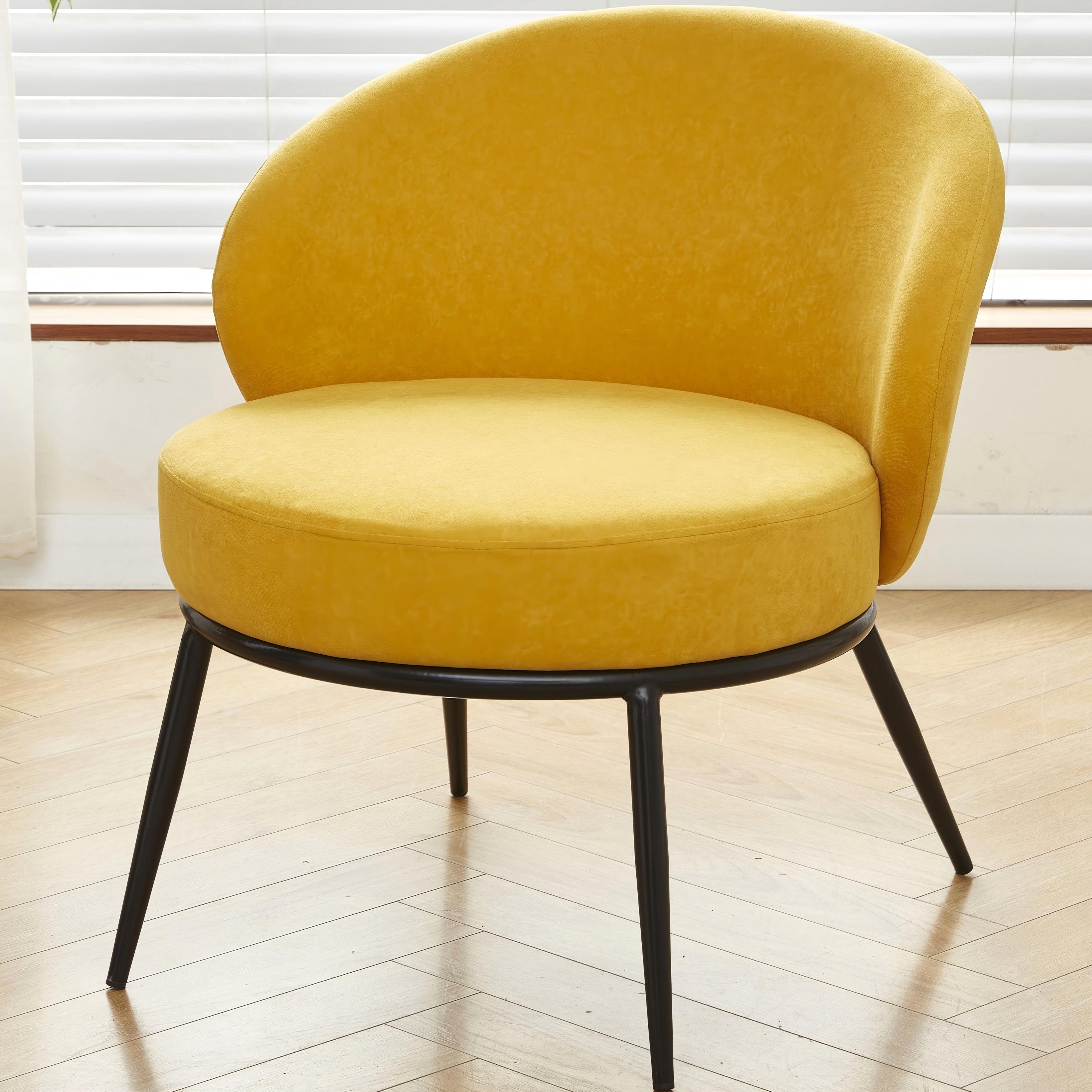 Fauteuil accent velours rond pieds métal style mid-century