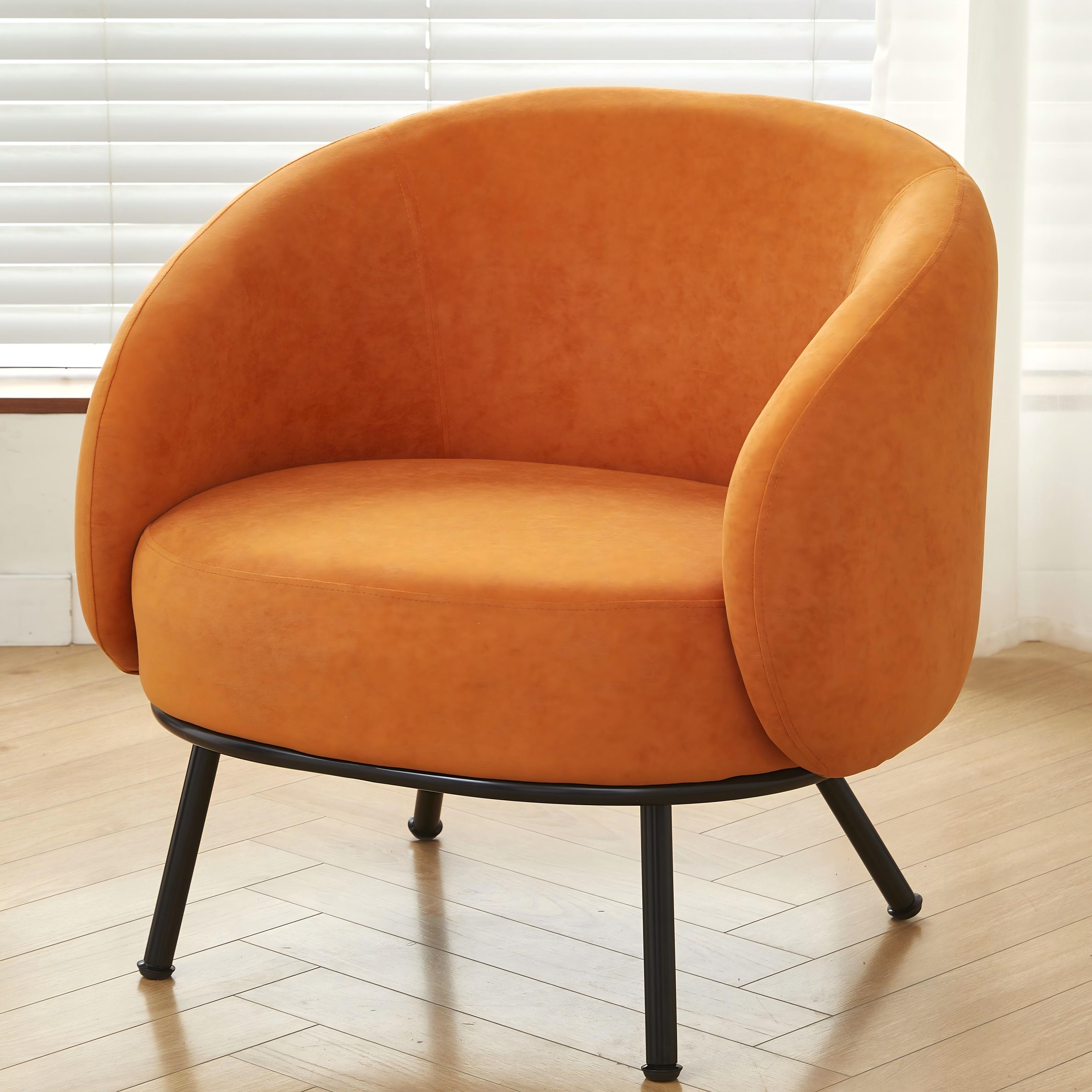 Fauteuil accent velours mi-siècle, pieds métal, canapé 1 place