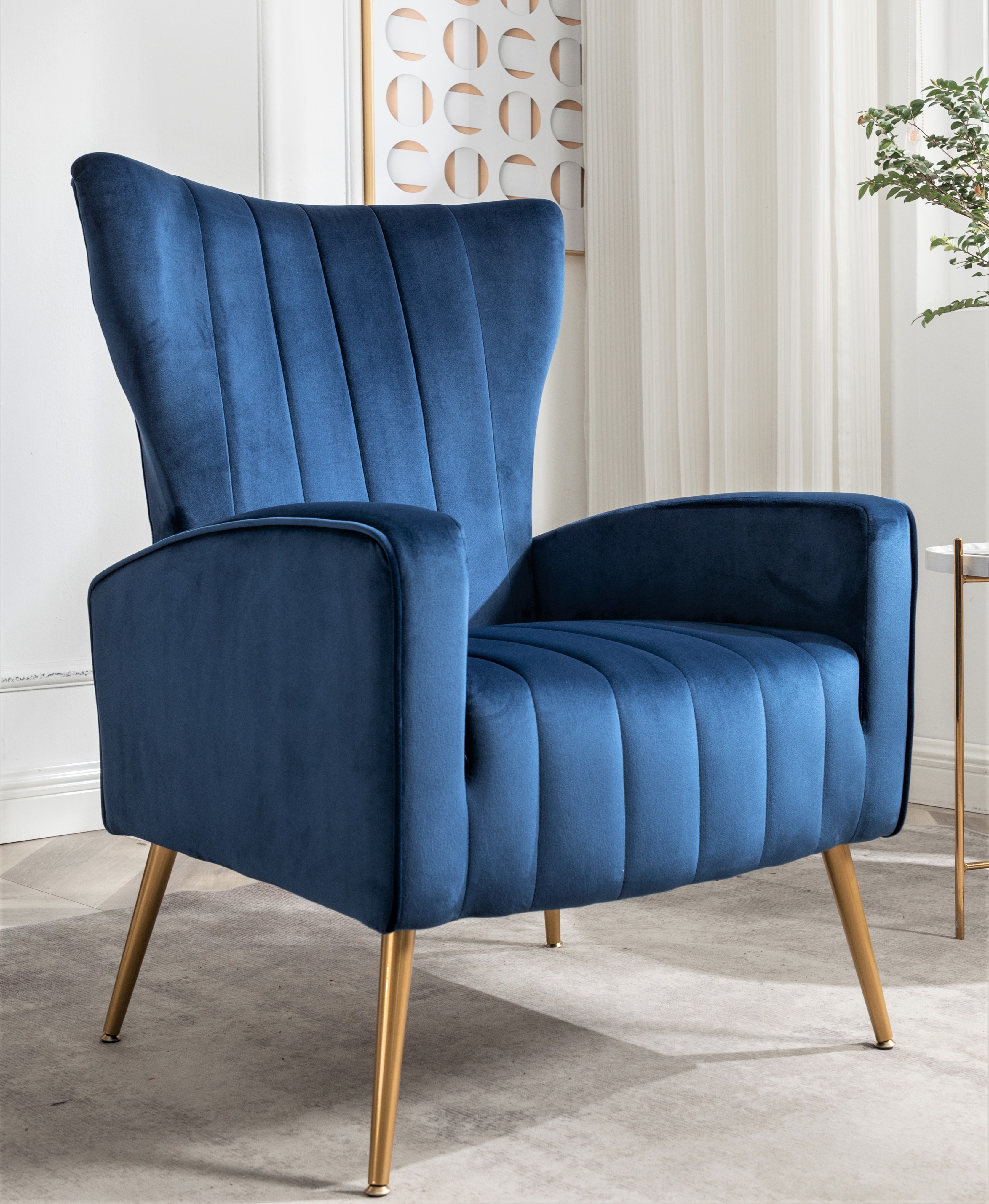 Fauteuil accent velours pieds métal - Moderne