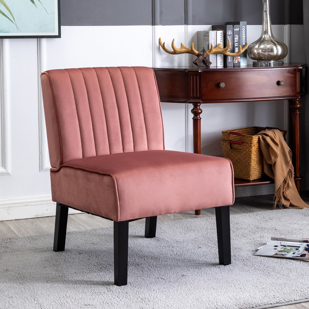 Ensemble 2 fauteuils Reese velours rose moderne minimal
