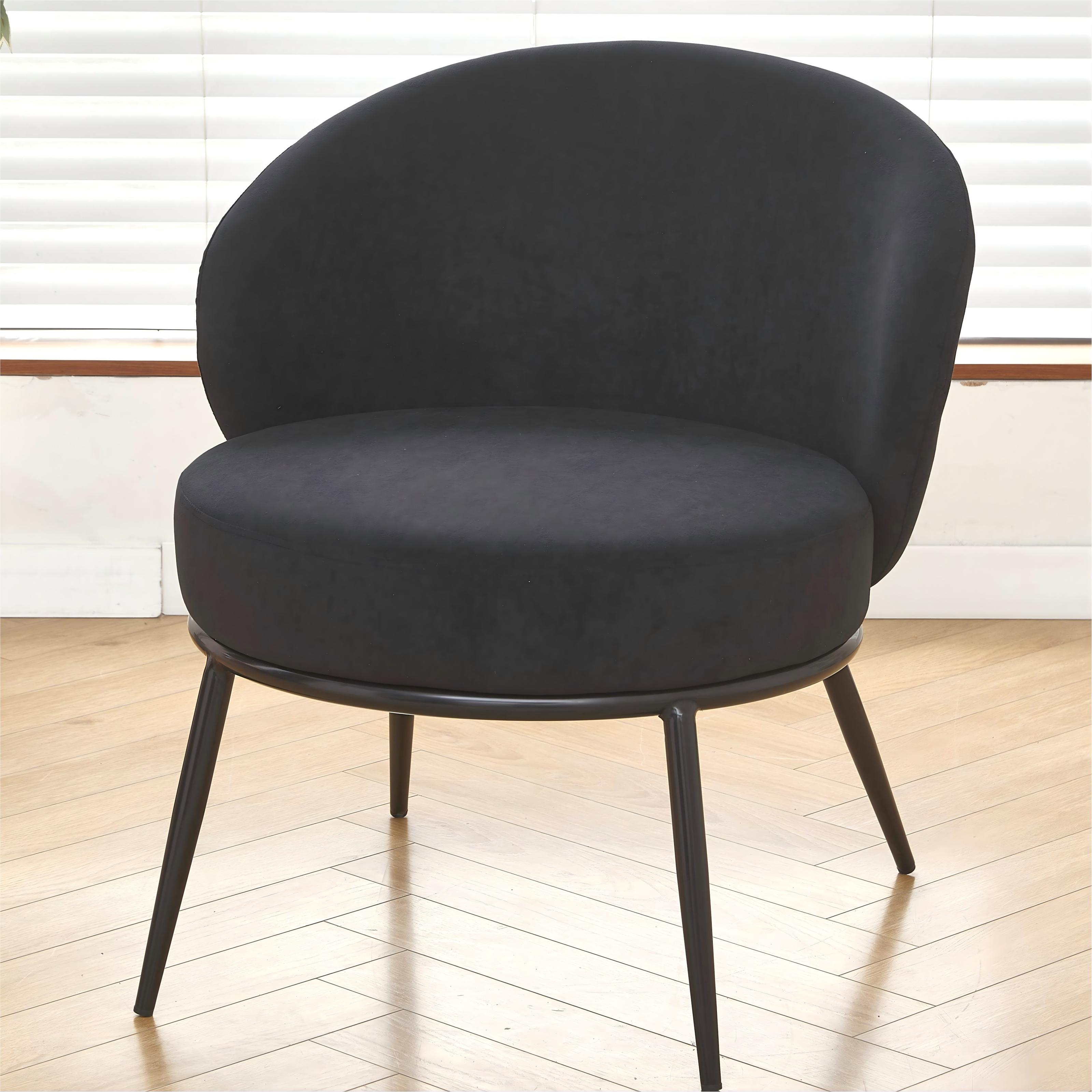 Fauteuil accent velours rond pieds métal style mid-century