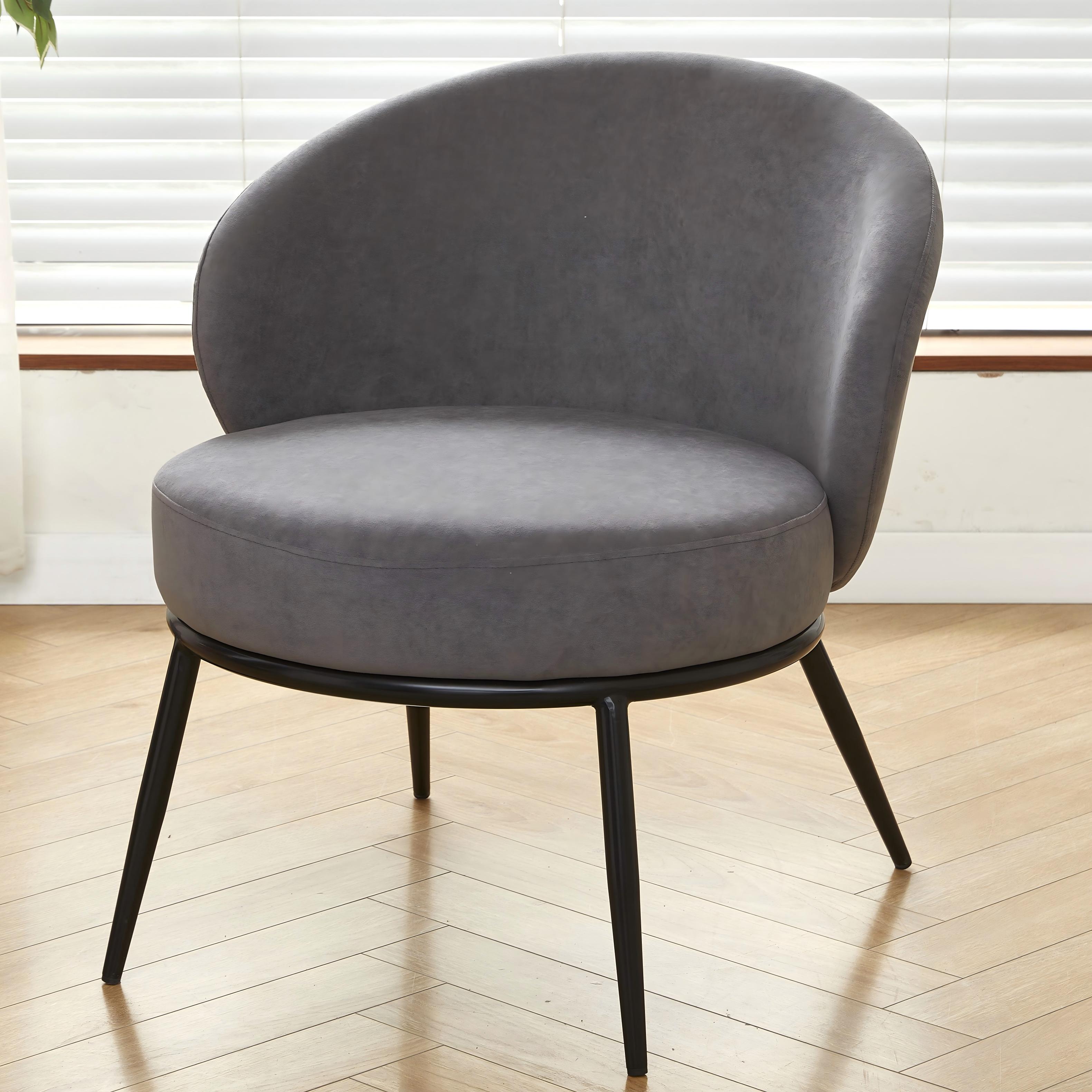 Fauteuil accent velours rond, style mi-siècle, pattes métal
