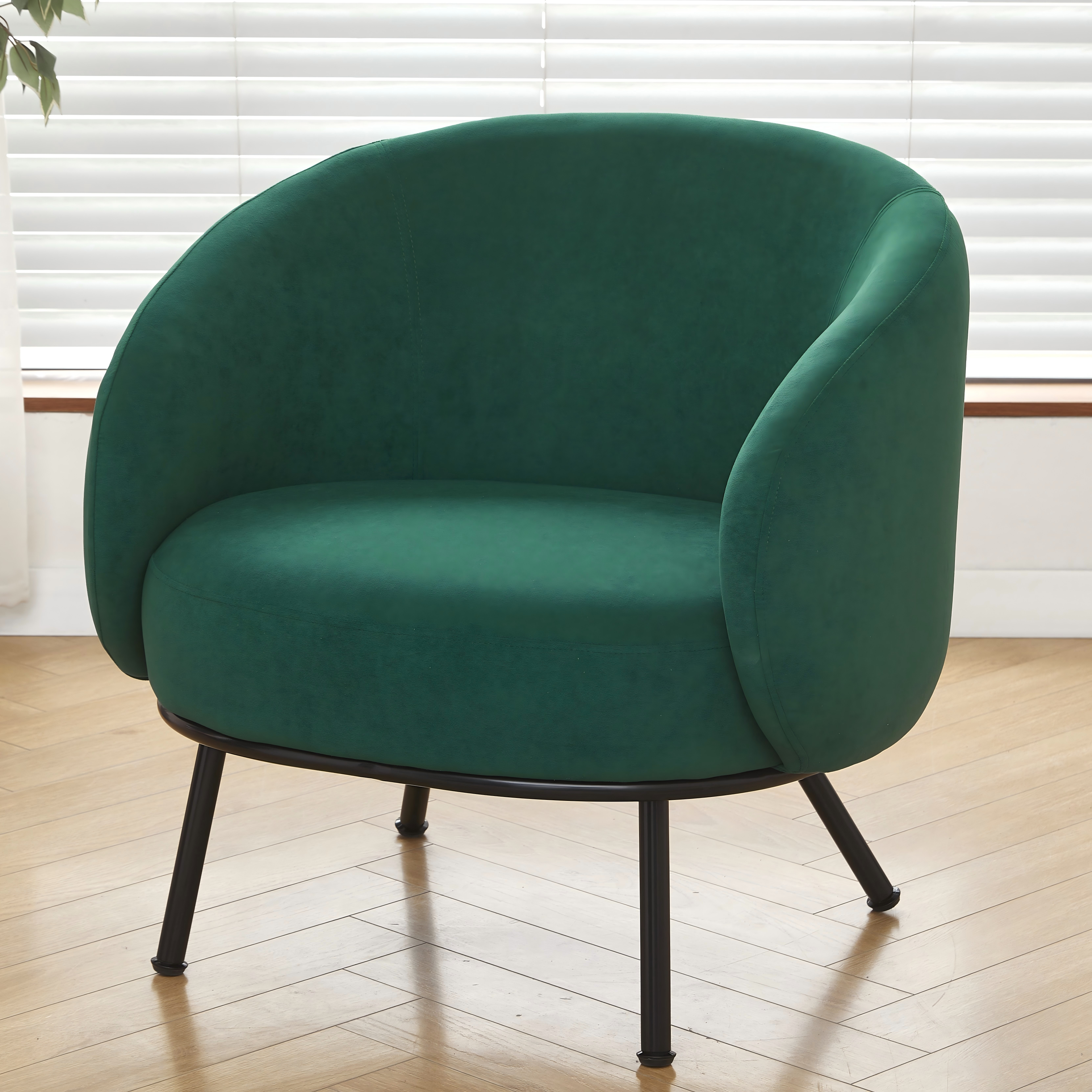 Fauteuil accent velours mi-siècle, pieds métal, canapé 1 place