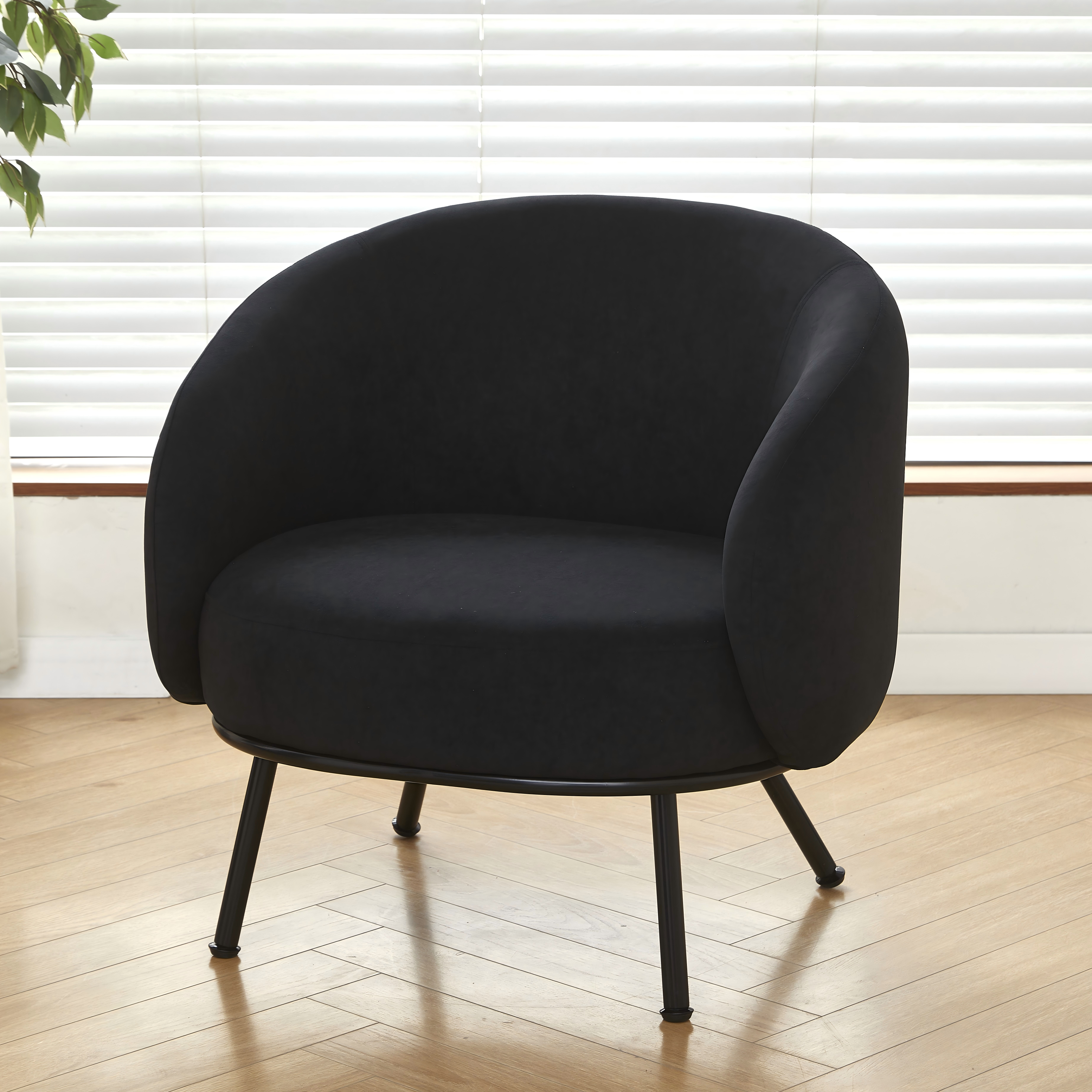 Fauteuil accent velours mi-siècle barillet gris pieds métal