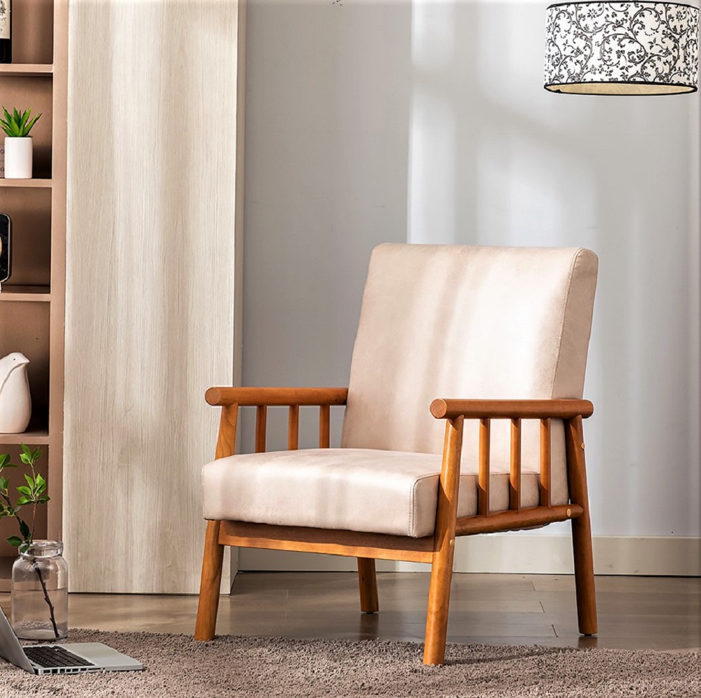 Fauteuil mi-siècle 25po, gris clair