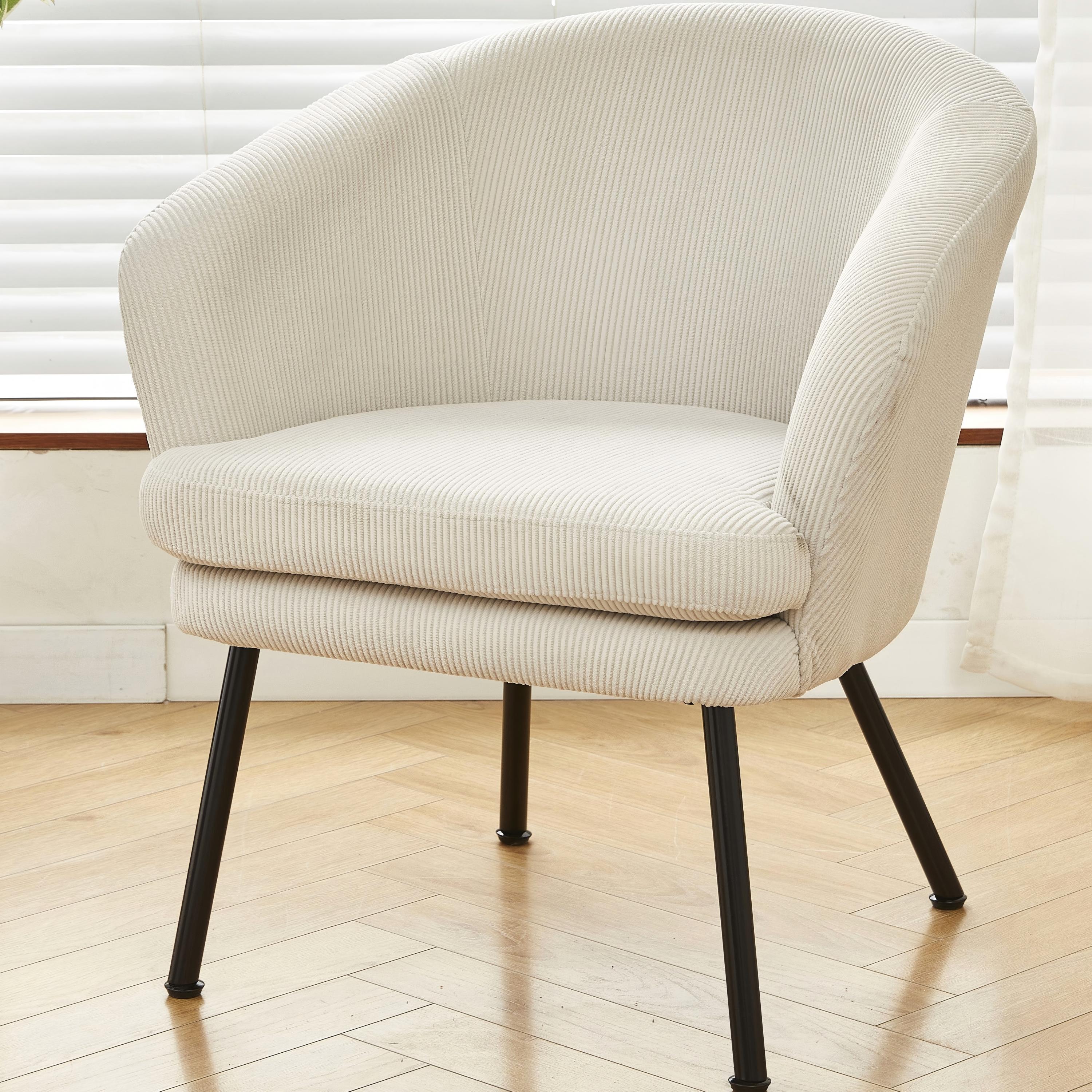 Fauteuil accent velours corail pattes métal noir moderne
