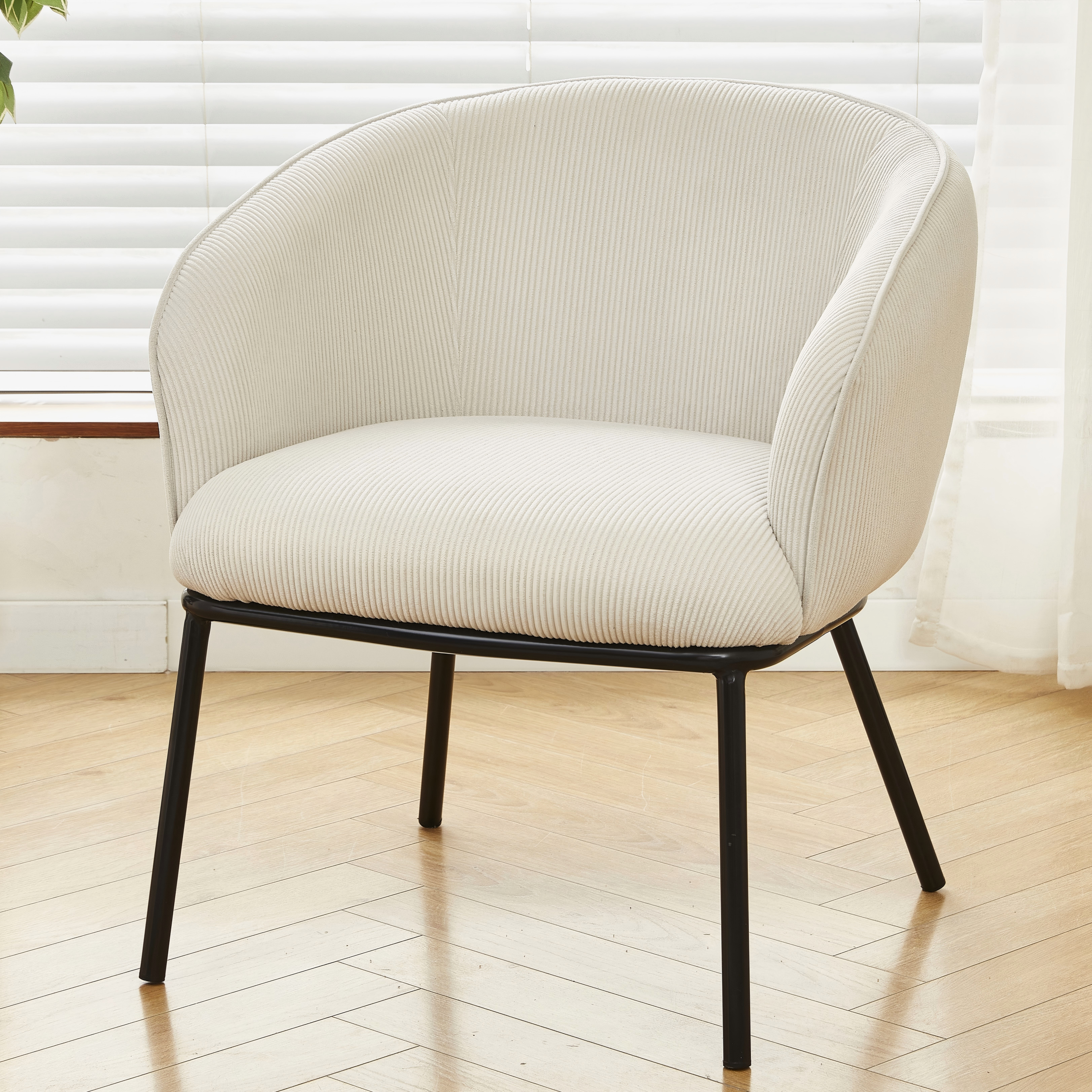 Fauteuil accent corduroy moderne, pieds métal, gris