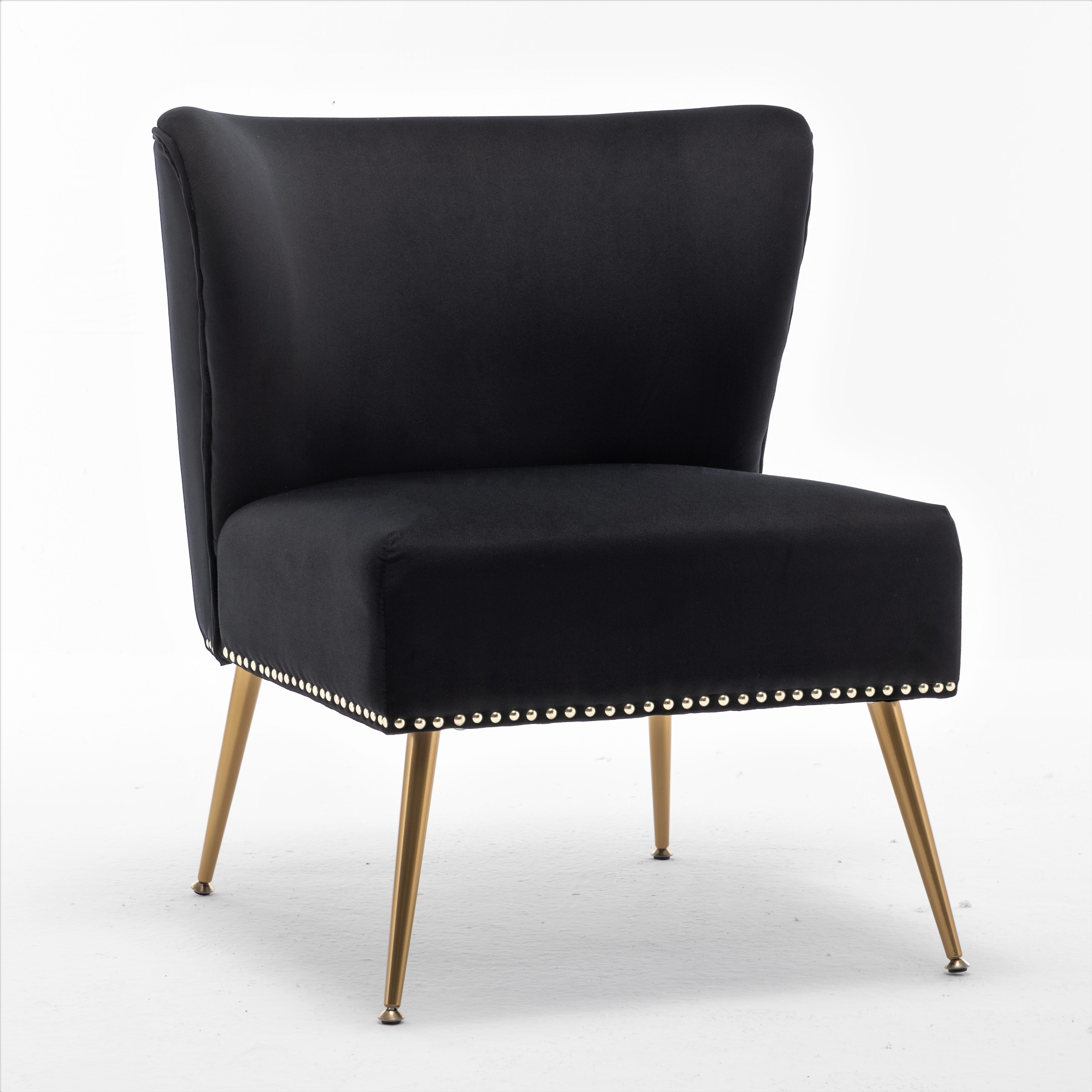 Fauteuil accent tissu imprimé sans bras pieds métal