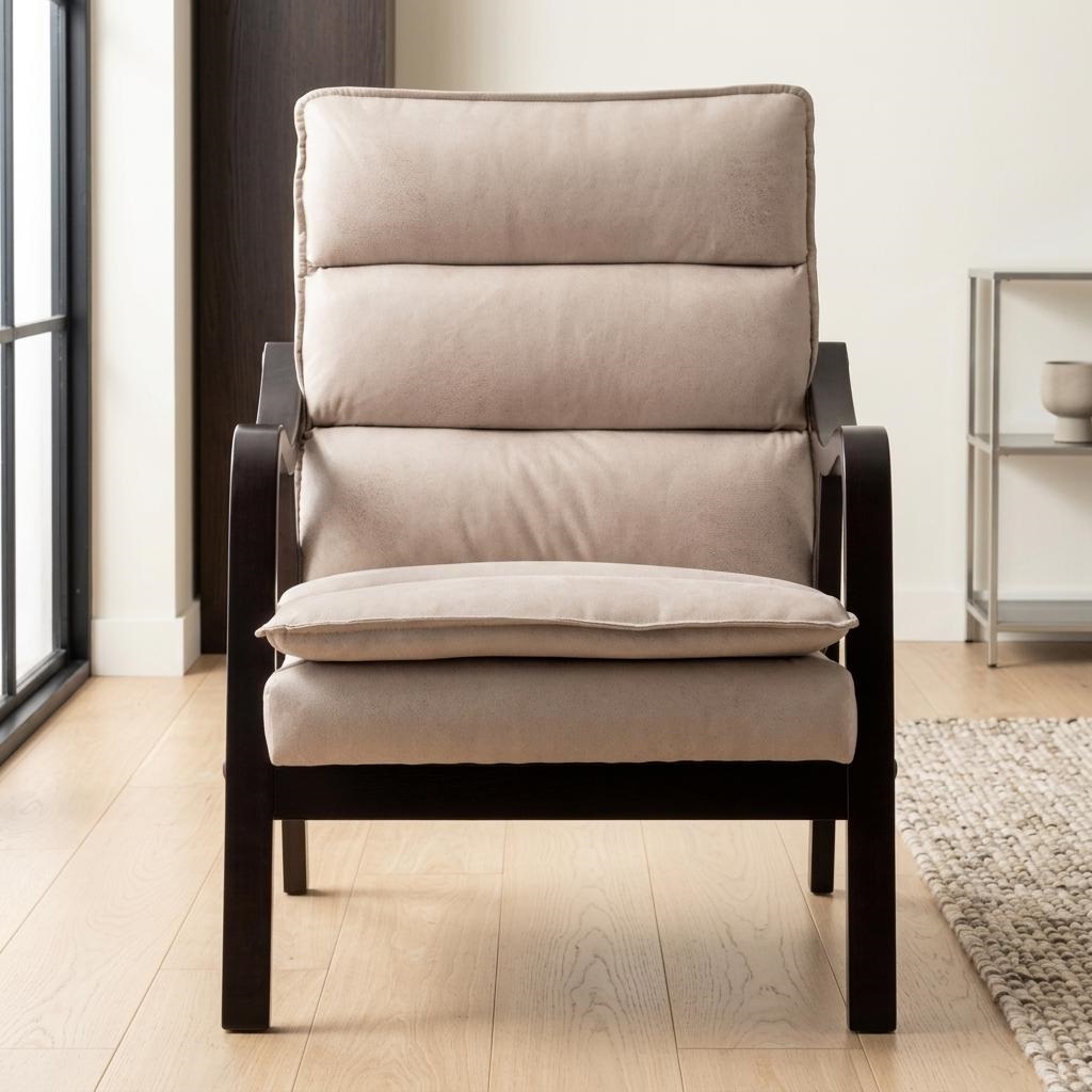 Fauteuil lecture milieu siècle bras bois