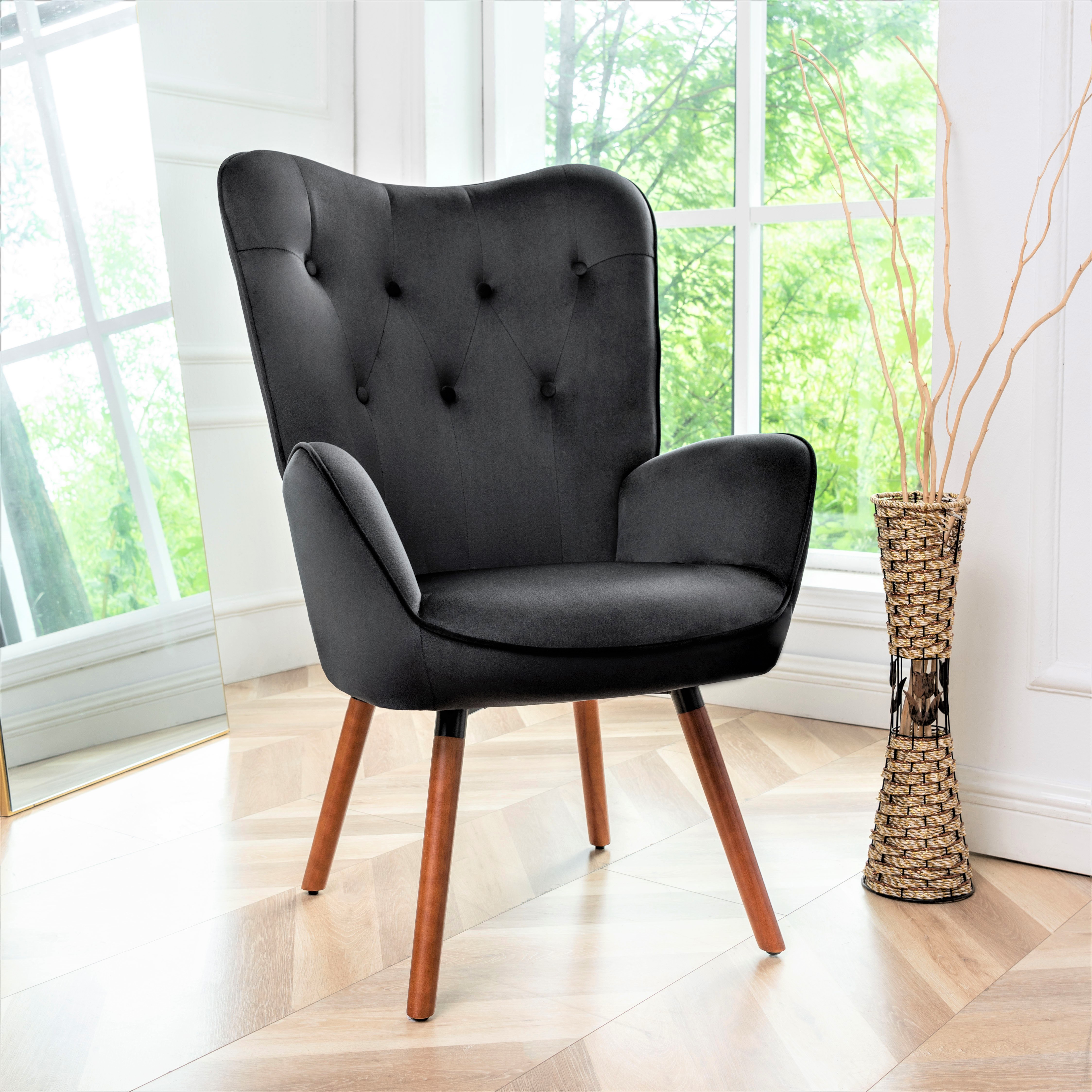 Fauteuil wingback siècle moderne tuftée polyester