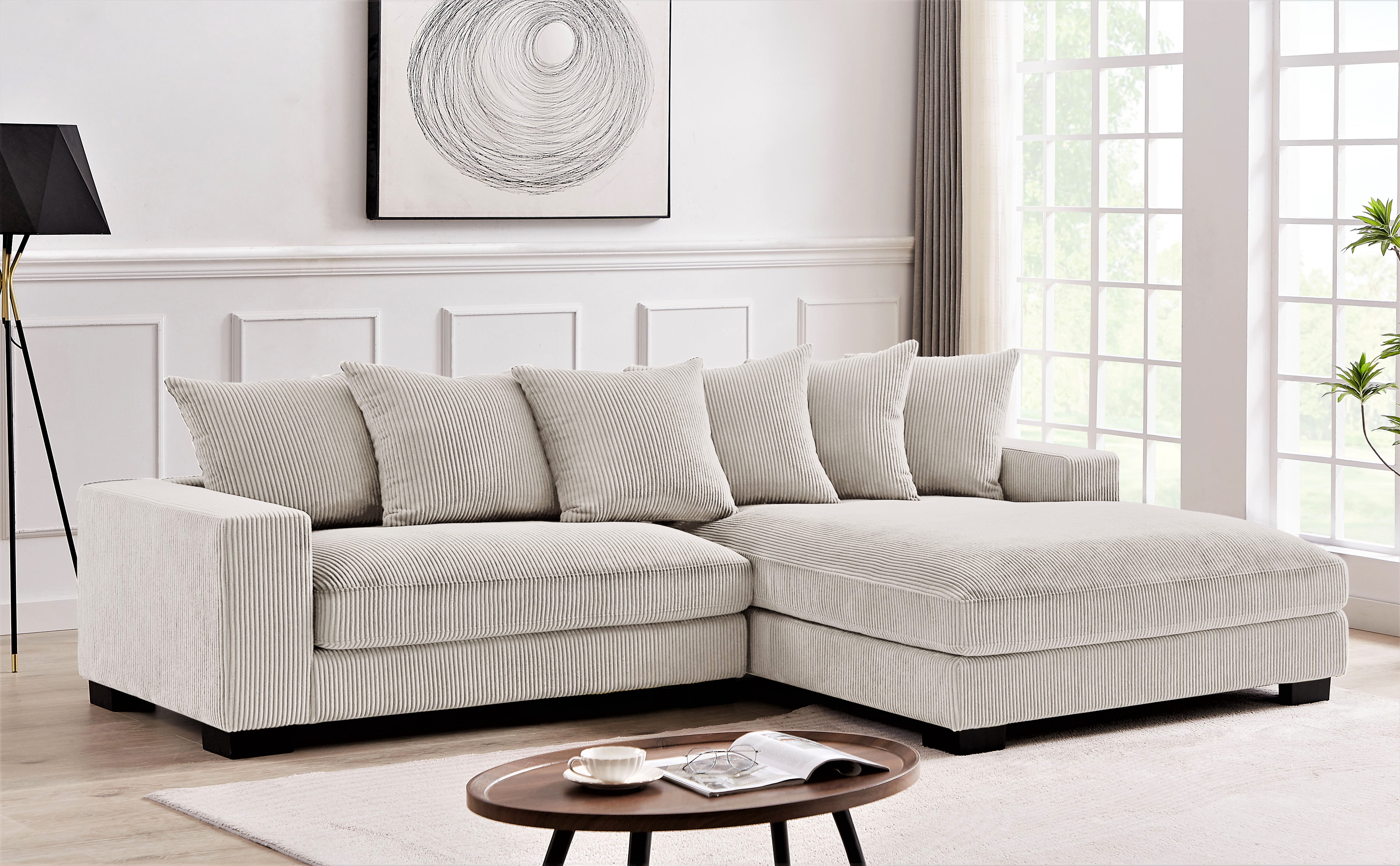 Sofa sectionnel droit 102,4 po, mouche, ivoire, chaise
