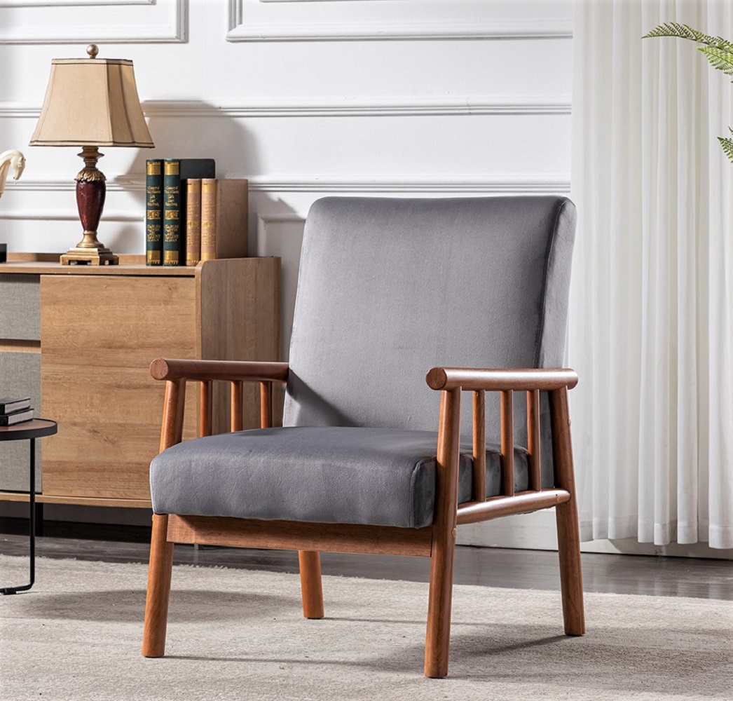 Fauteuil mi-siècle moderne 25po, gris