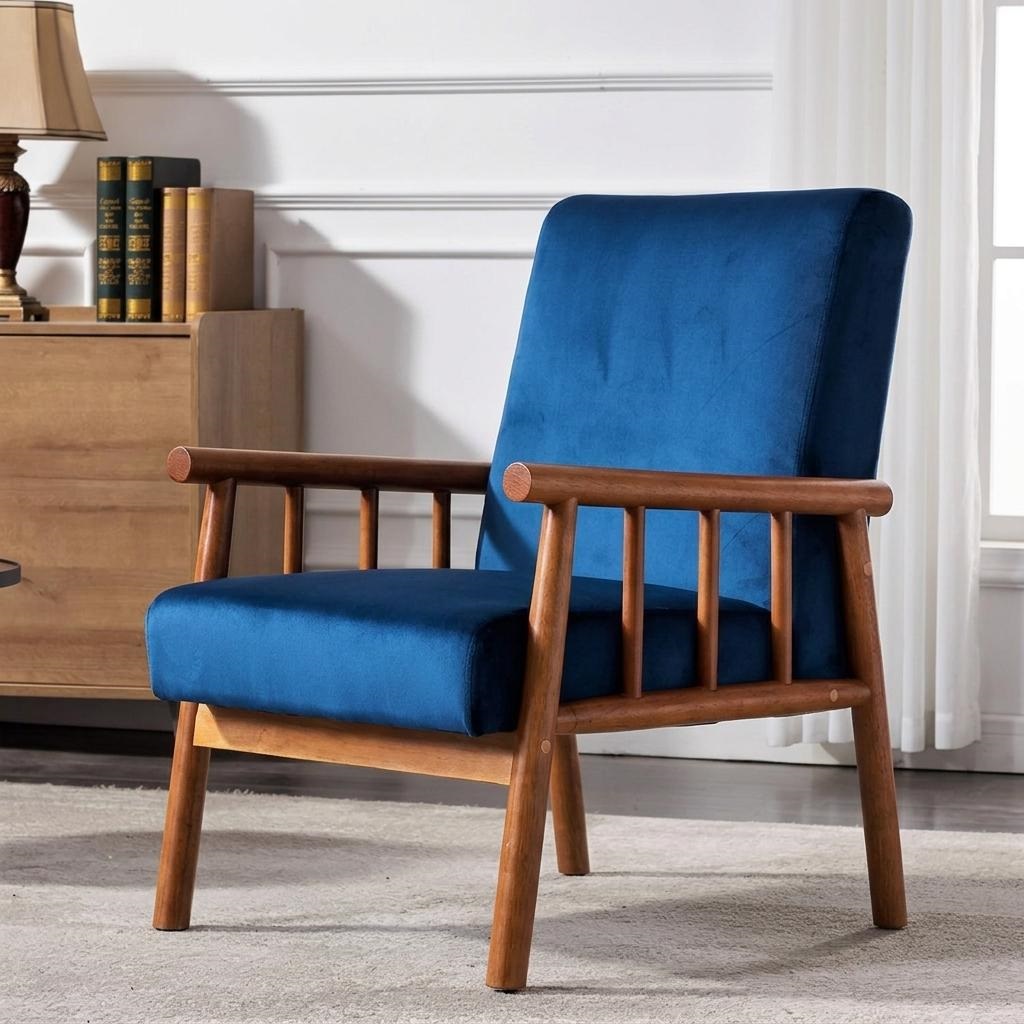 Fauteuil bras mi-siècle 25po - Bleu foncé