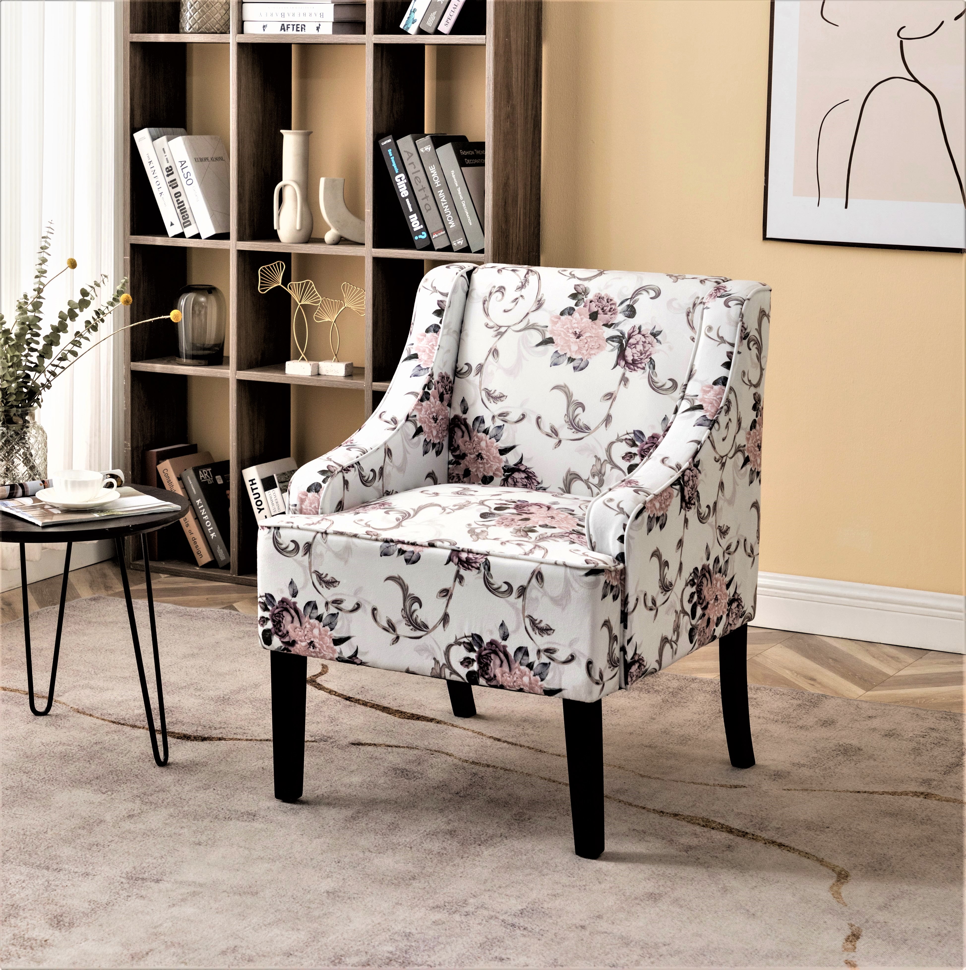 Chaise accent bois cadre bras encastrés