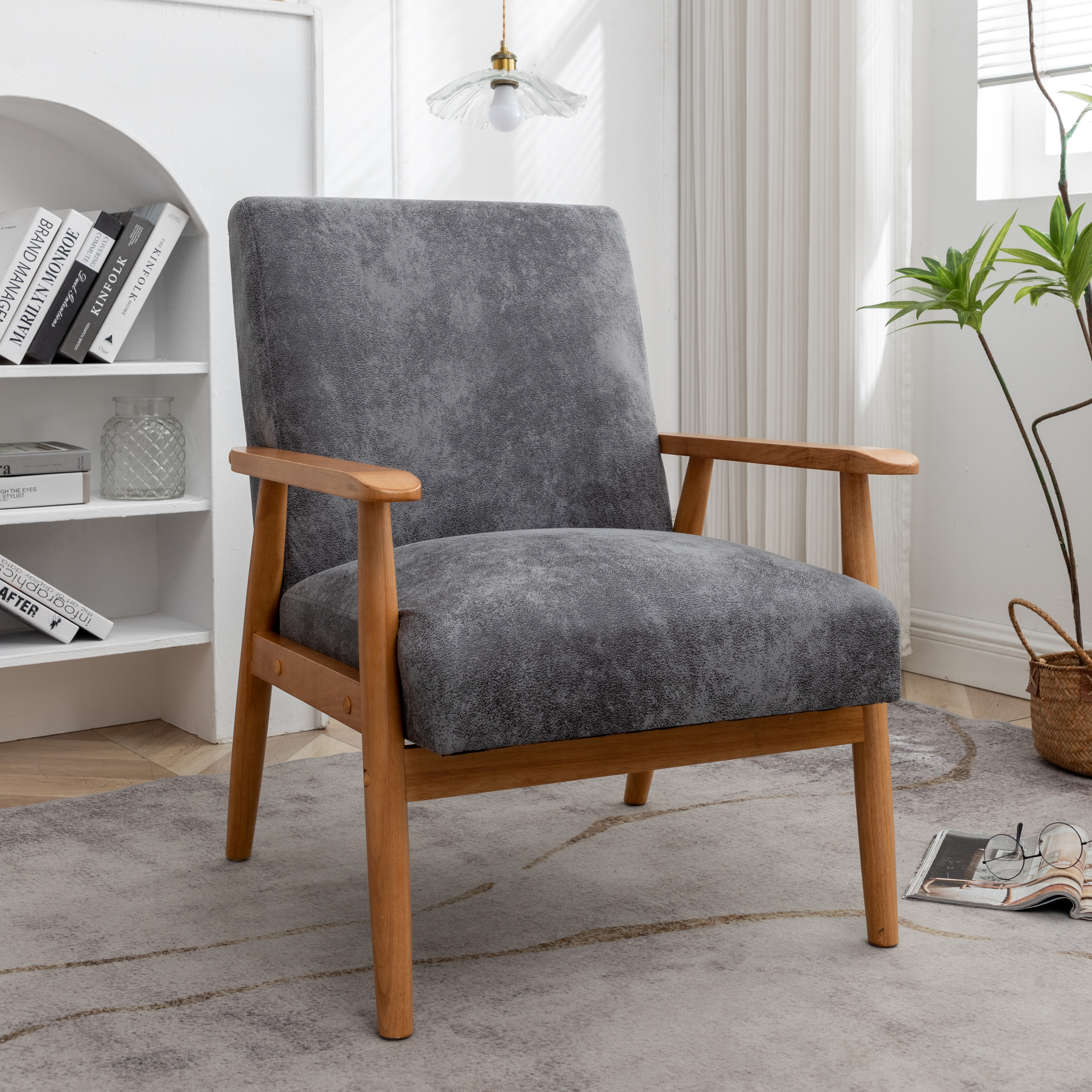 Fauteuil mid-century classique 25.38po gris