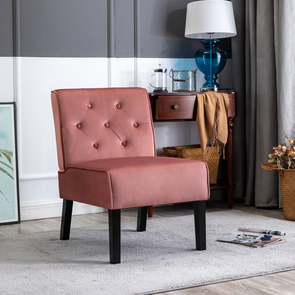 Reese Fauteuil accent 53po, 2pc, velours rose