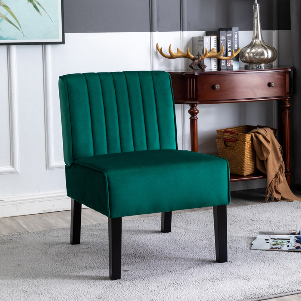 Reese Ensemble 2 fauteuils accent style mi-siècle velours vert pieds bois