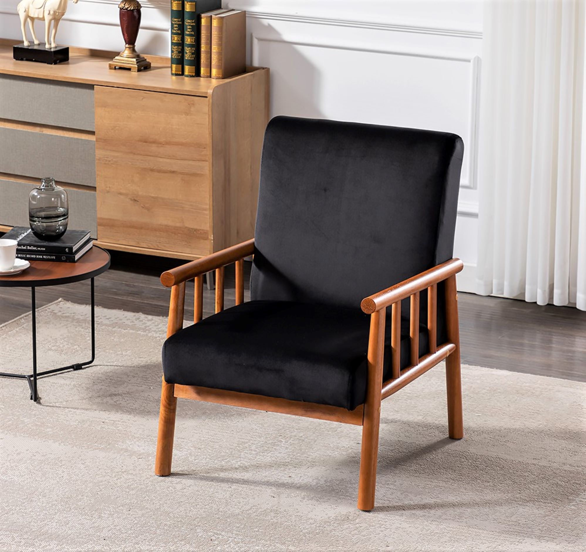 Fauteuil mid-century 25" noir