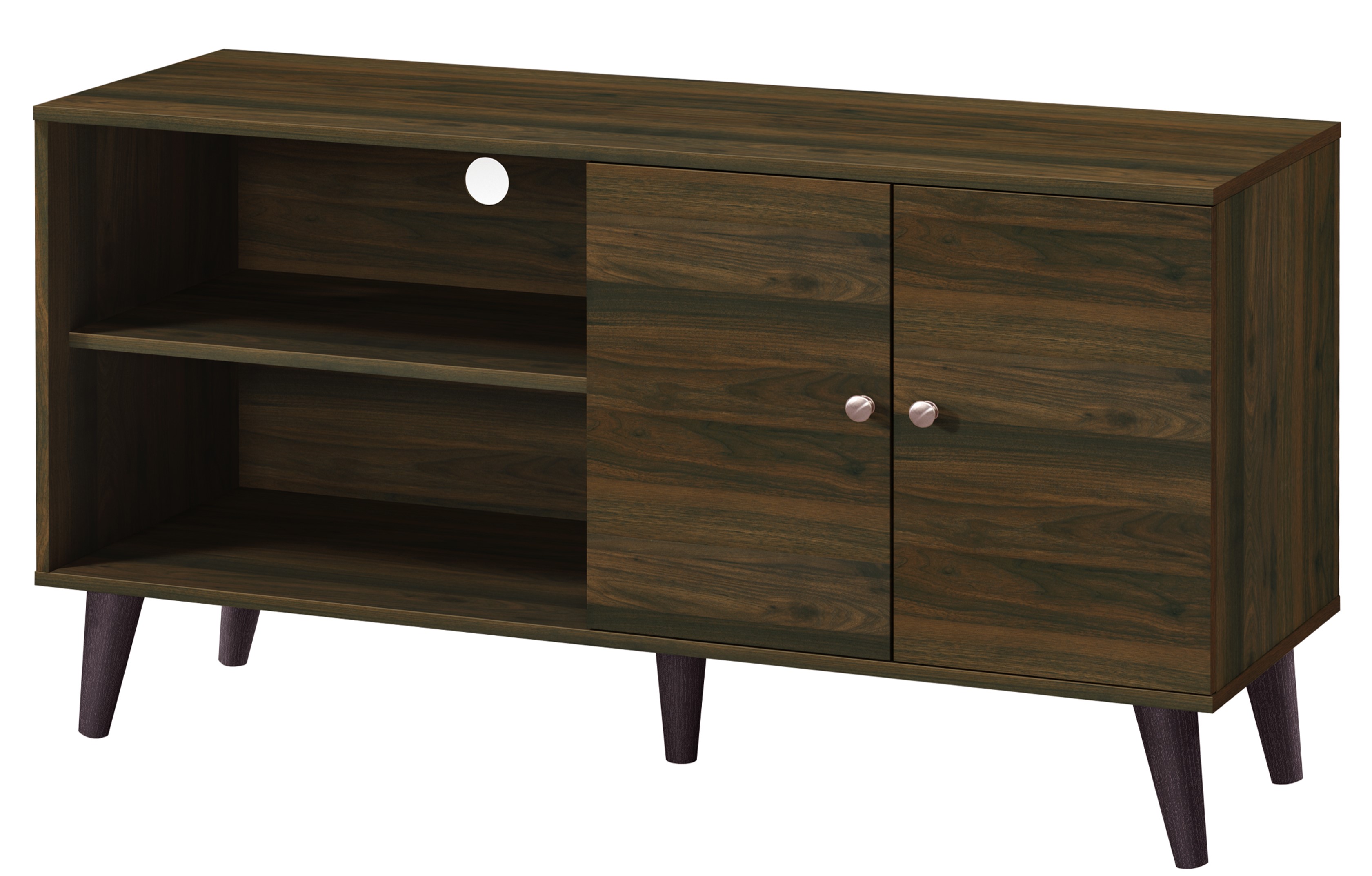 Meuble TV Amidon 47,3 po 2 tablettes 1 armoire noyer